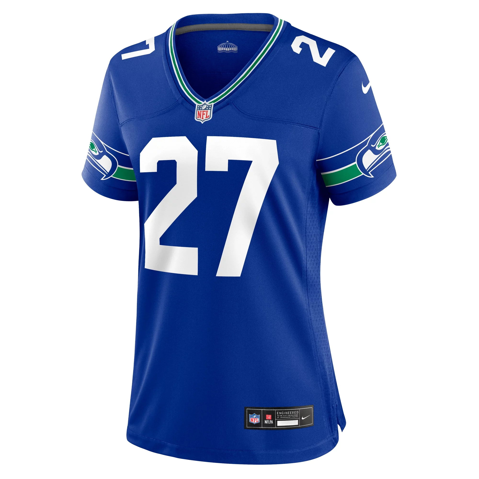 Women's Nike Tariq Woolen Royal Seattle Seahawks Throwback Player Game Jersey