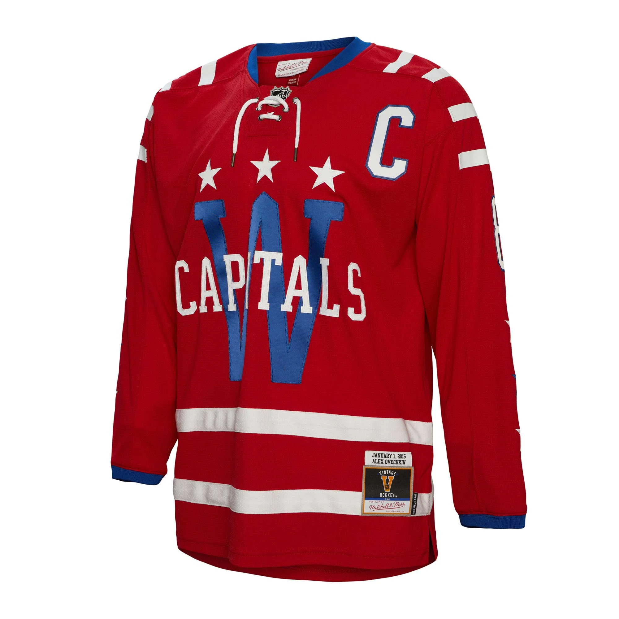 Men's Mitchell & Ness Alexander Ovechkin Red Washington Capitals Captain Patch 2015 Winter Classic Blue Line Player