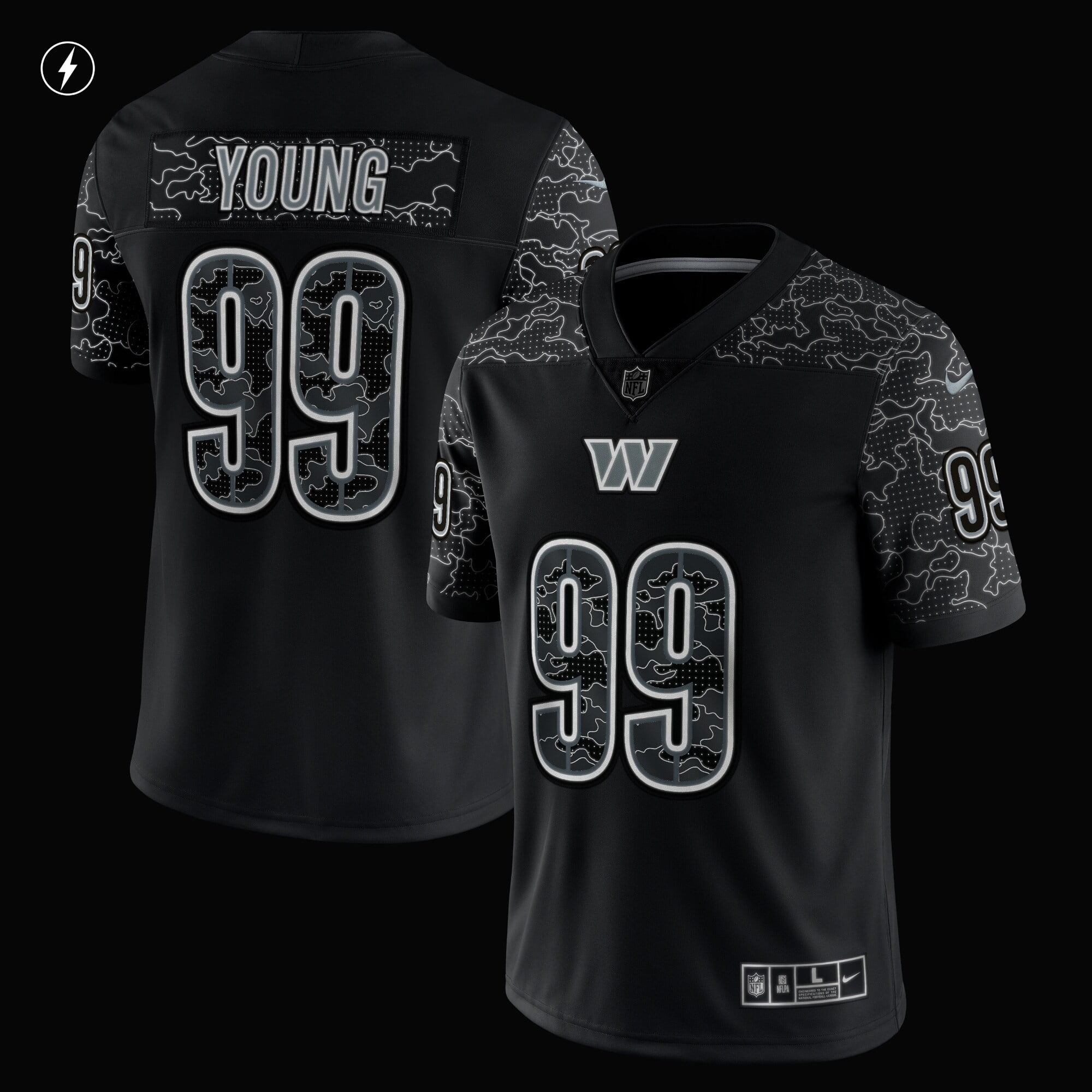 Men's Nike Chase Young Black Washington Commanders RFLCTV Limited Jersey