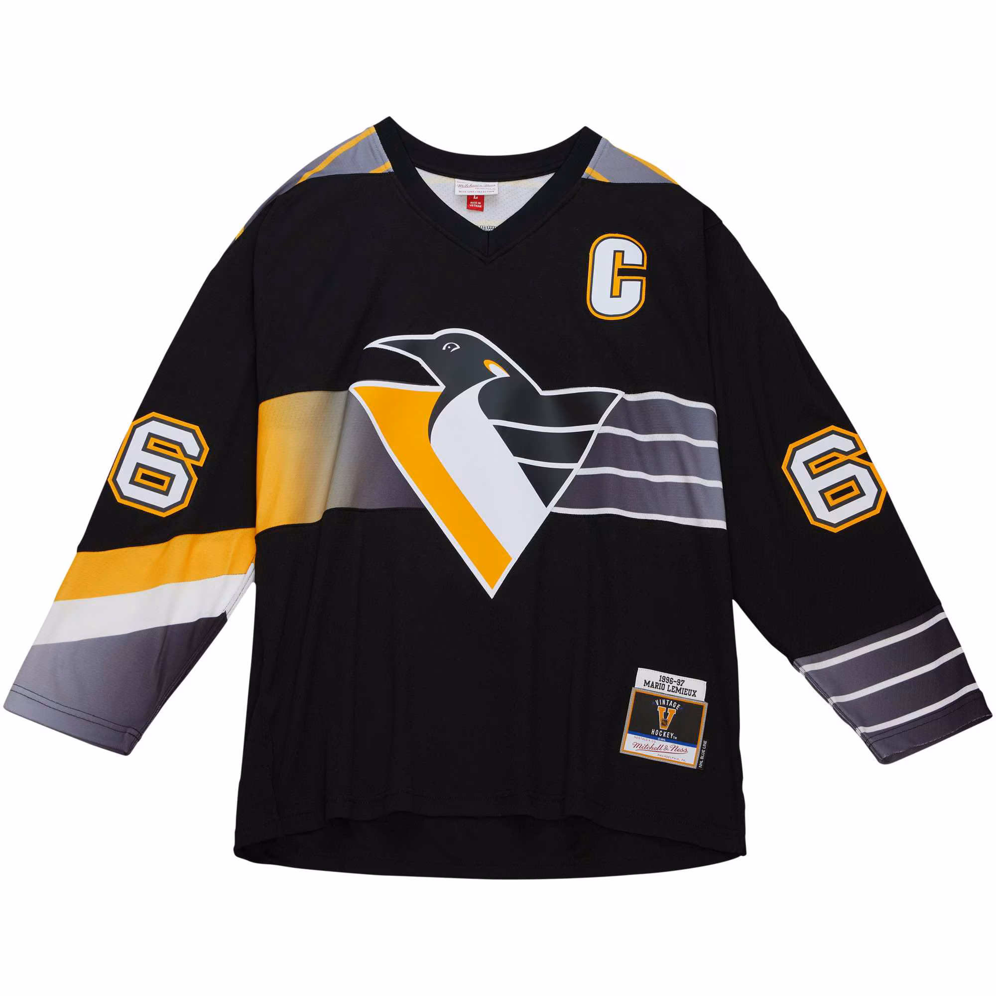 Mario Lemieux Pittsburgh Penguins Mitchell & Ness Captain's Patch 1996/97 Blue Line Player Jersey - Black