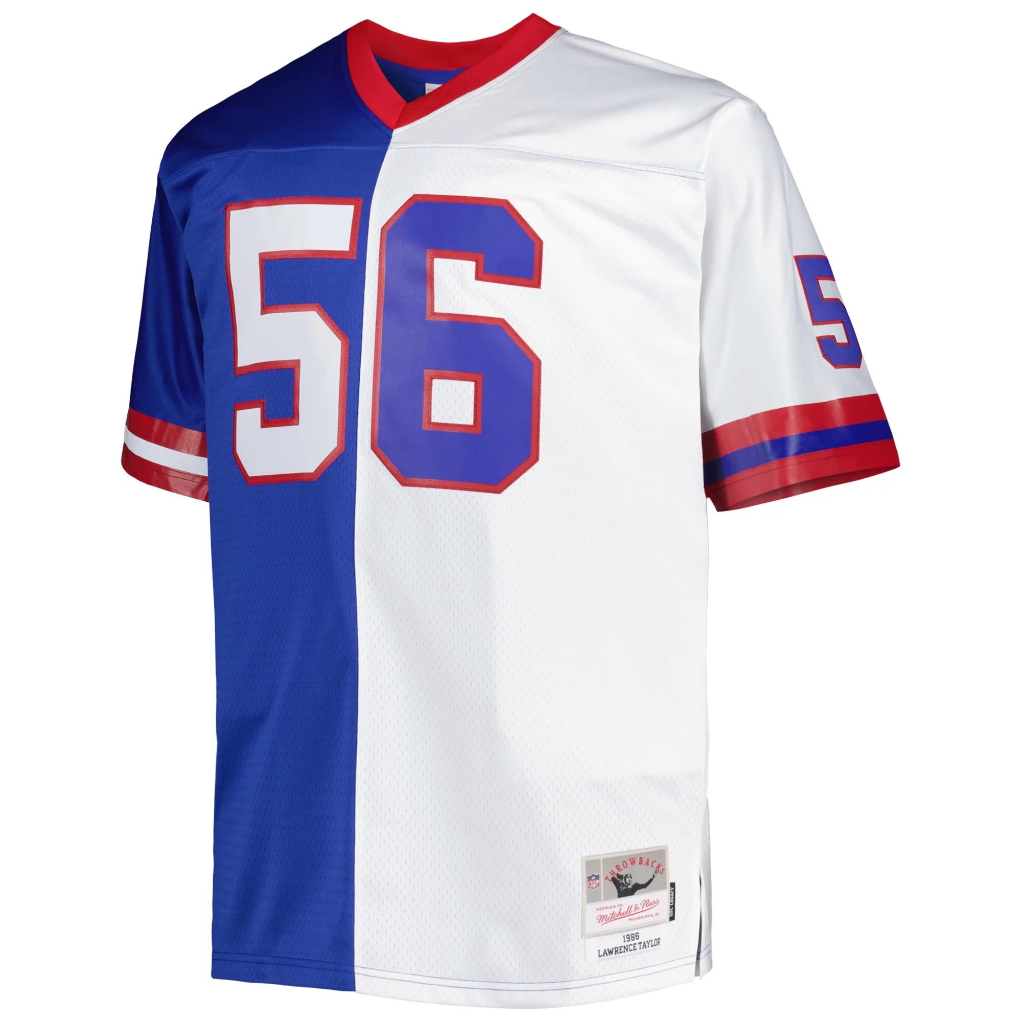Men's Mitchell & Ness Lawrence Taylor Royal/White New York Giants Big & Tall Split Legacy Retired Player Replica Jersey