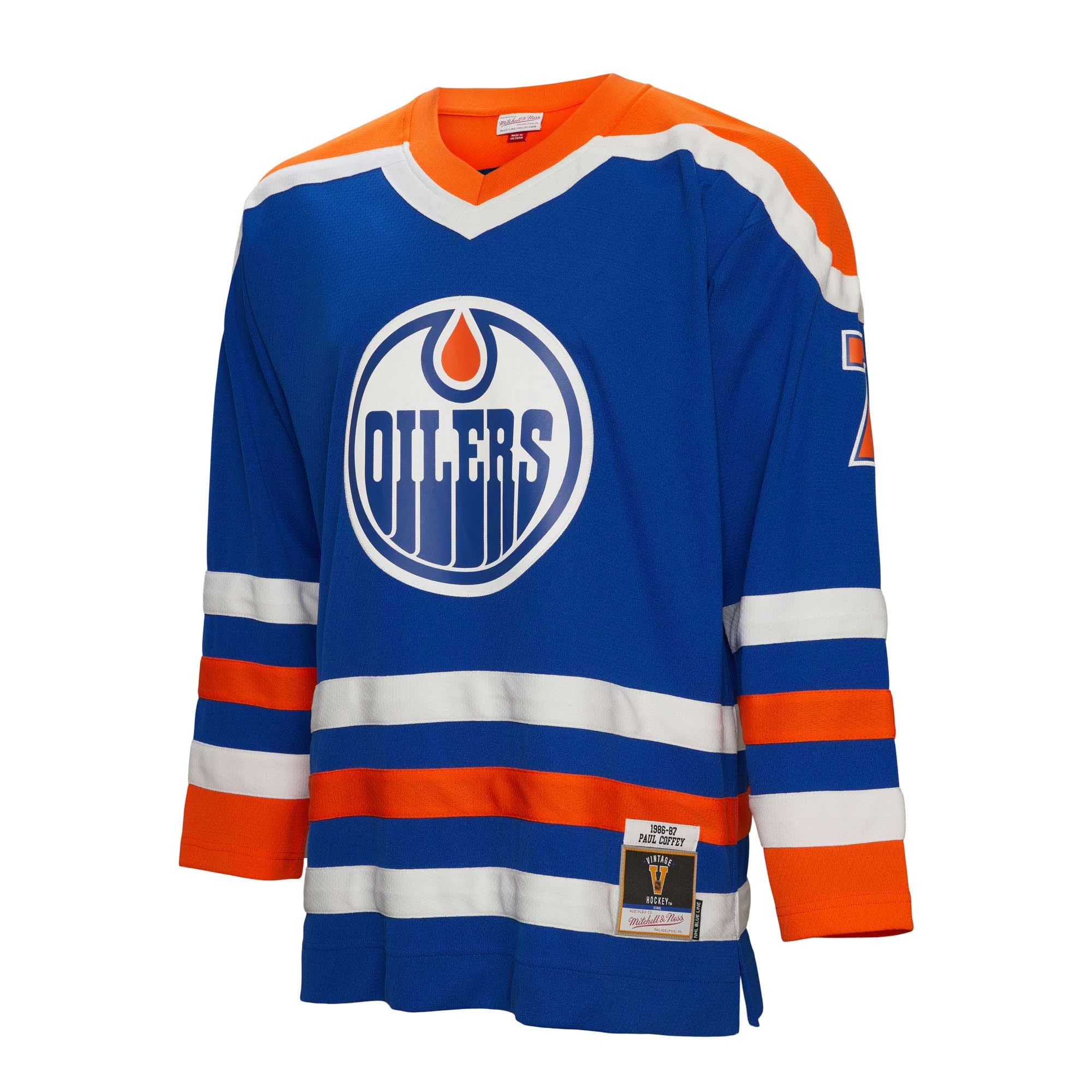 Men's Mitchell & Ness Paul Coffey Royal Edmonton Oilers 1986/87 Blue Line Player Jersey
