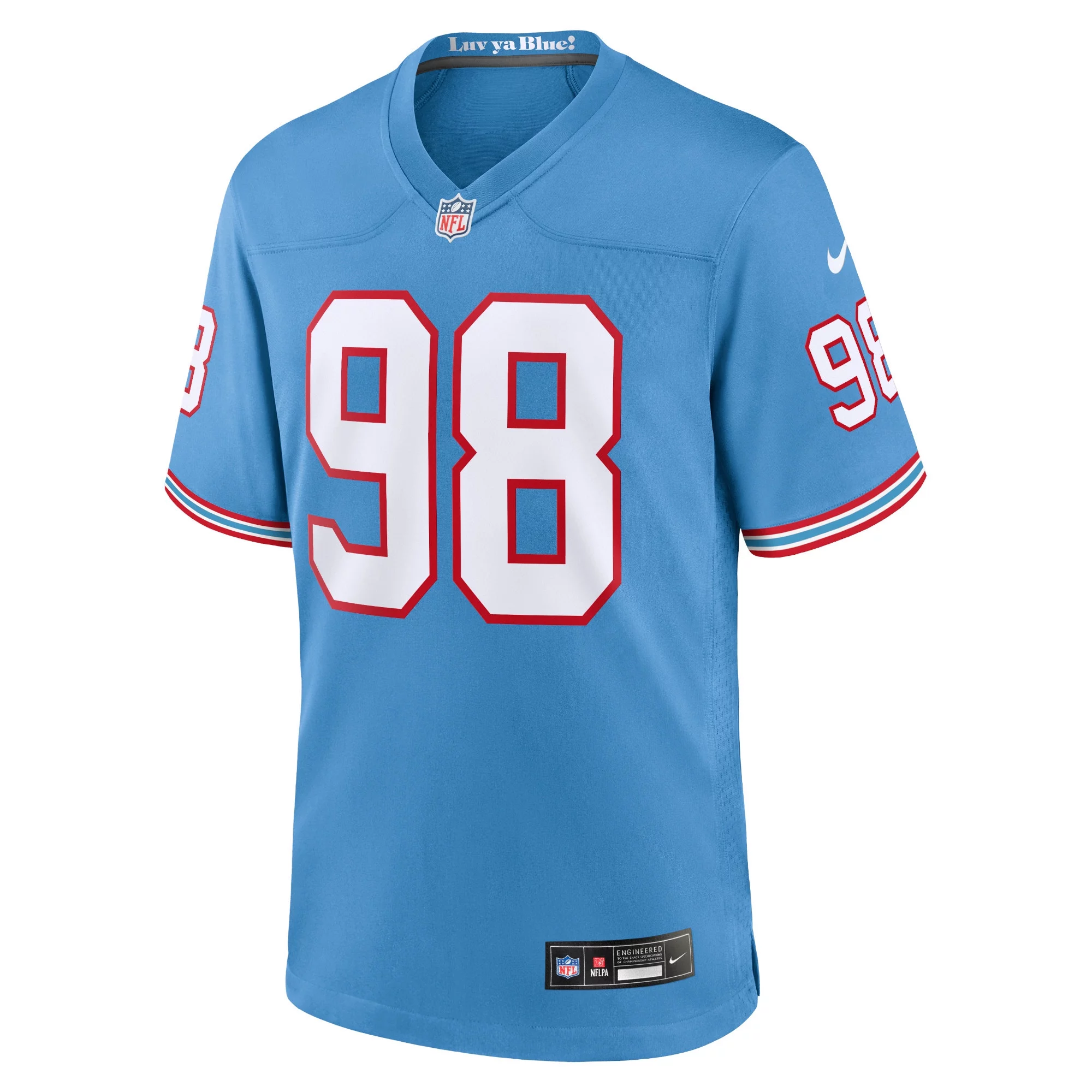 Men's Nike Jeffery Simmons Light Blue Tennessee Titans Oilers Throwback Alternate Game Player Jersey