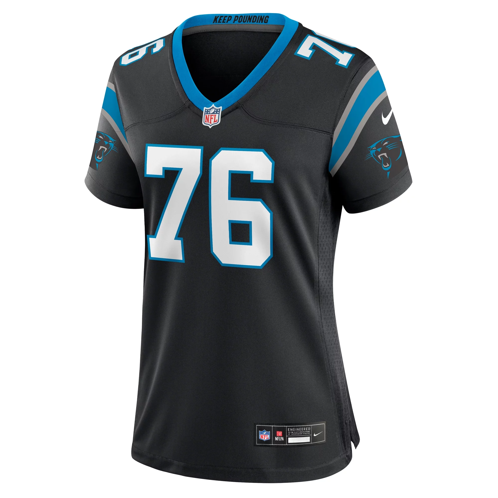 Women's Nike Calvin Throckmorton Black Carolina Panthers Team Game Jersey