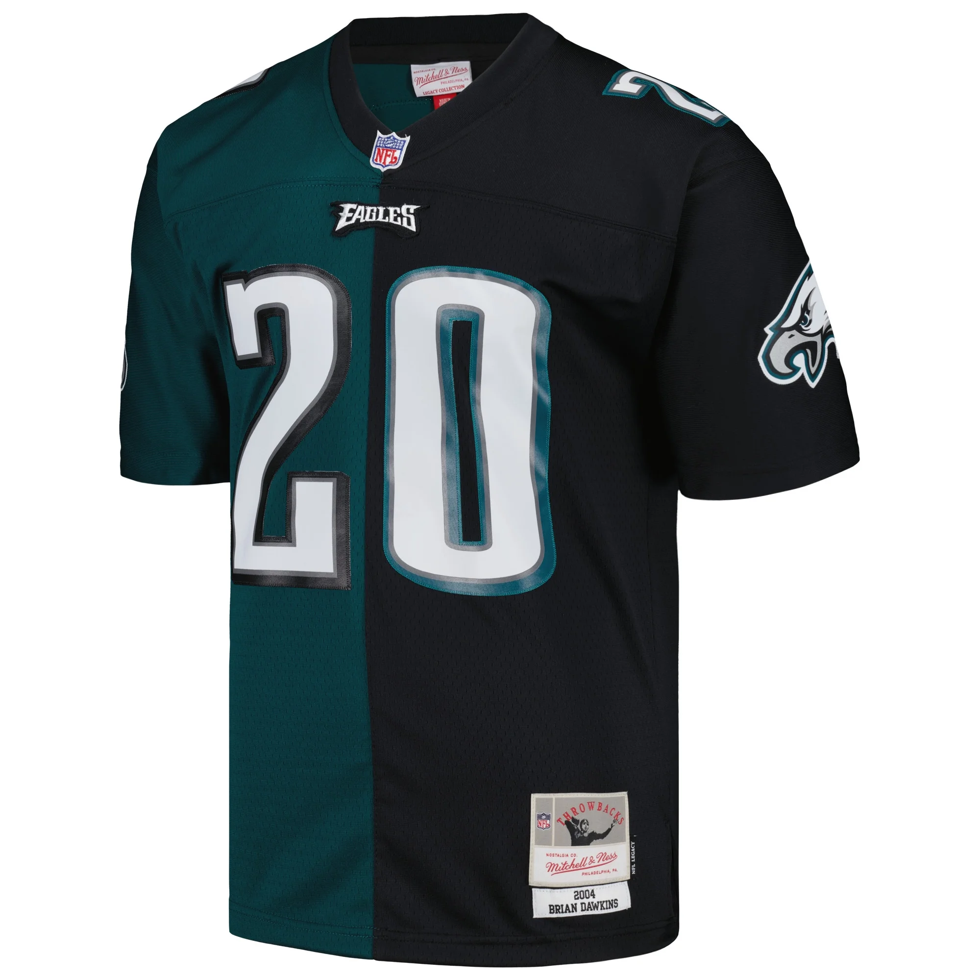 Men's Mitchell & Ness Brian Dawkins Midnight Green/Black Philadelphia Eagles 2004 Split Legacy Replica Jersey