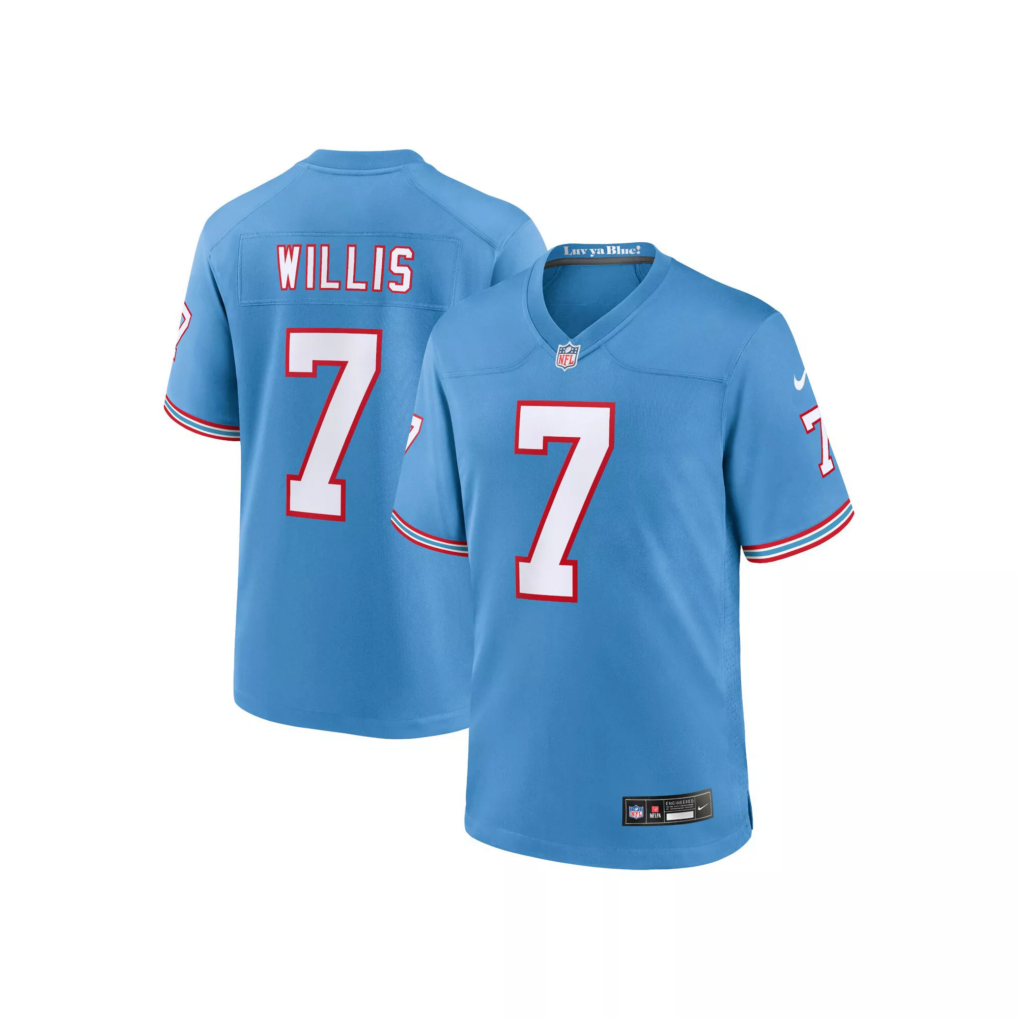 Men's Nike Malik Willis Light Blue Tennessee Titans Oilers Throwback Alternate Game Player Jersey