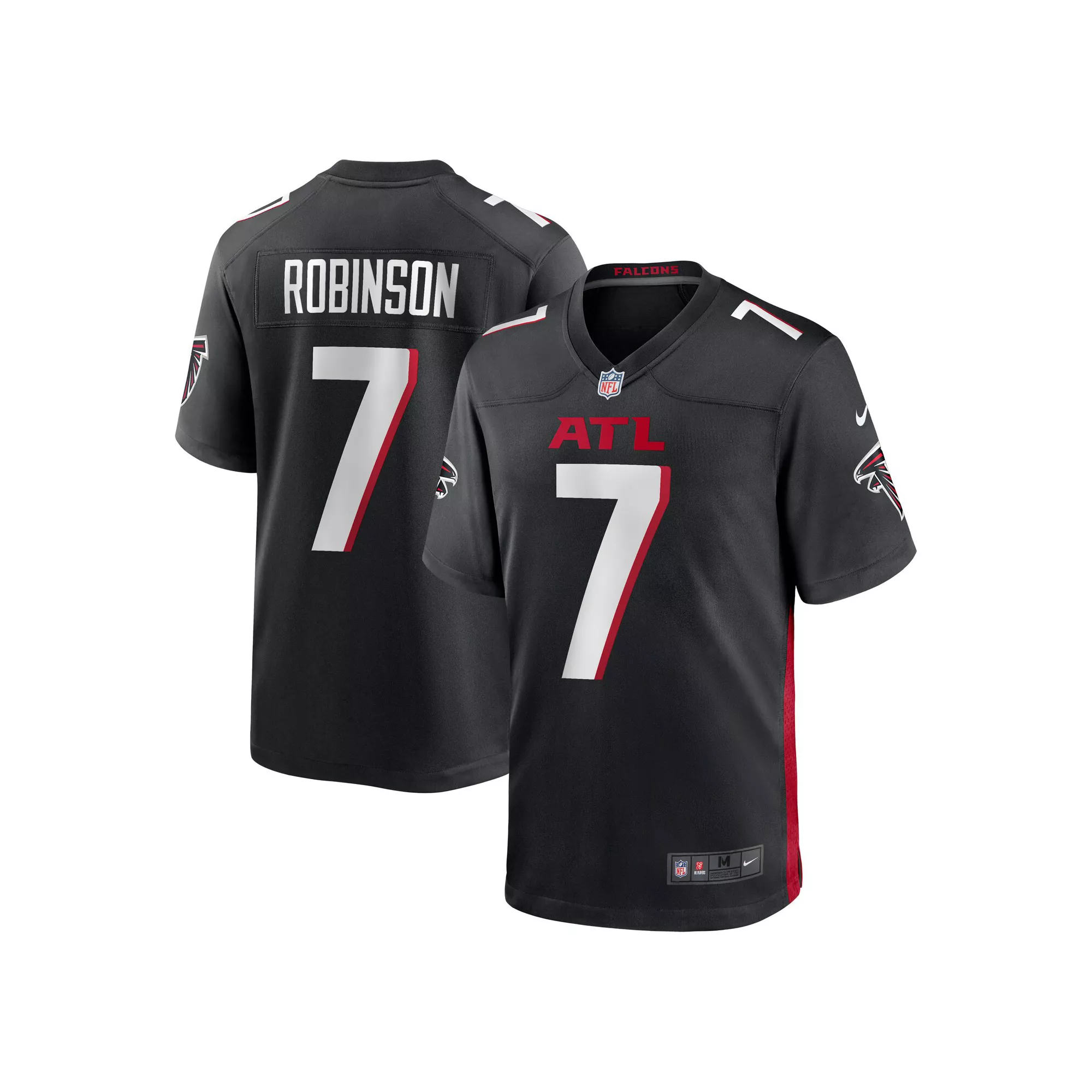 Men's Nike Bijan Robinson Black Atlanta Falcons 2023 NFL Draft First Round Pick Game Jersey