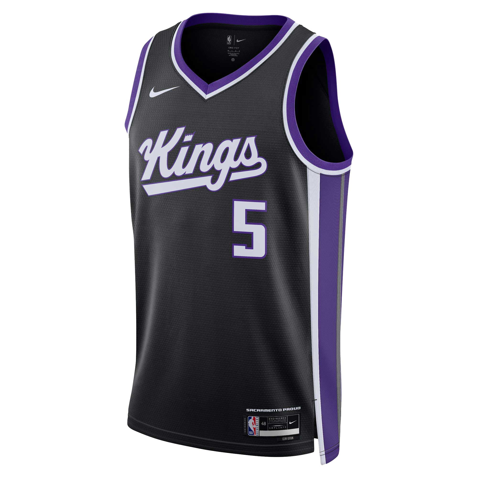 Unisex Nike De'Aaron Fox Black Sacramento Kings Swingman Jersey - Icon Edition