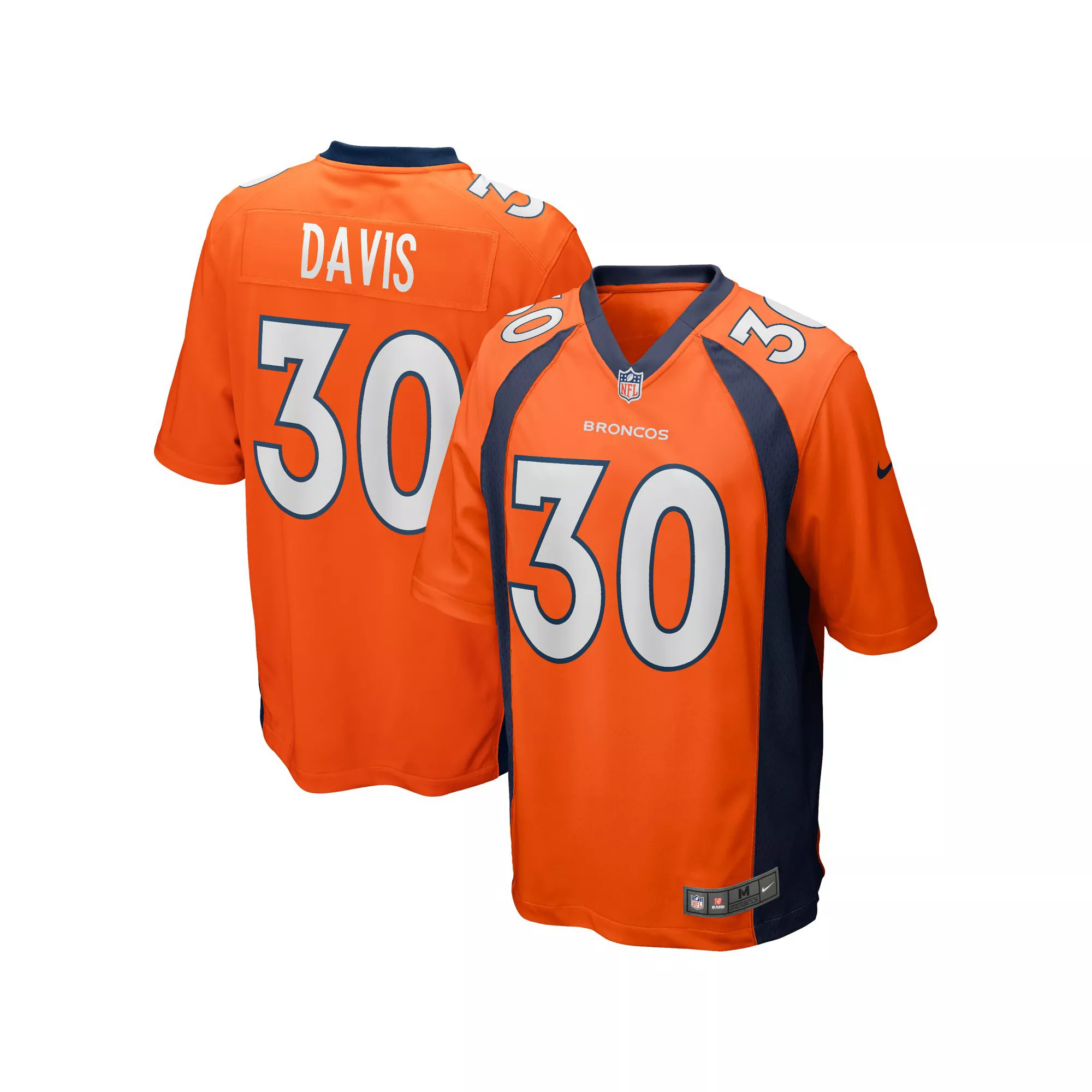 Men's Nike Terrell Davis Orange Denver Broncos Game Retired Player Jersey
