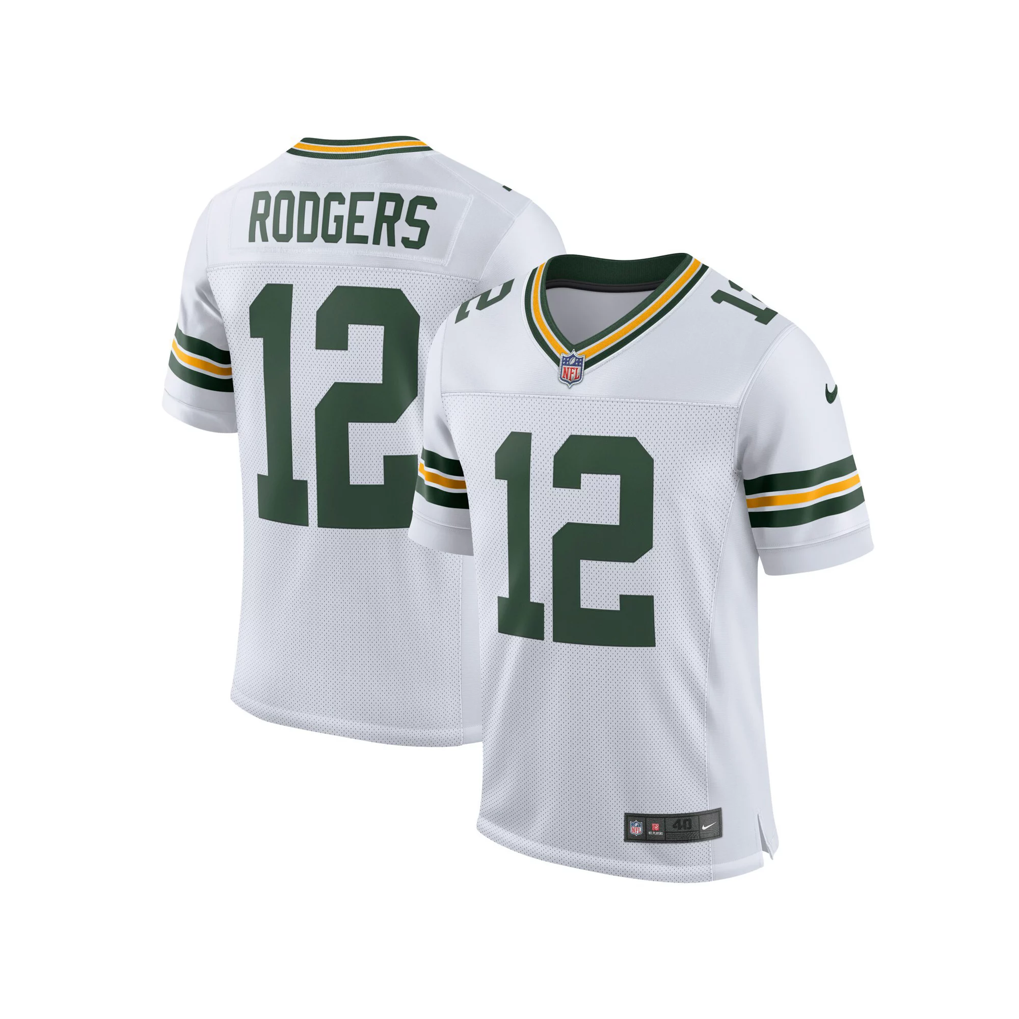 Men's Nike Aaron Rodgers White Green Bay Packers Classic Elite Player Jersey