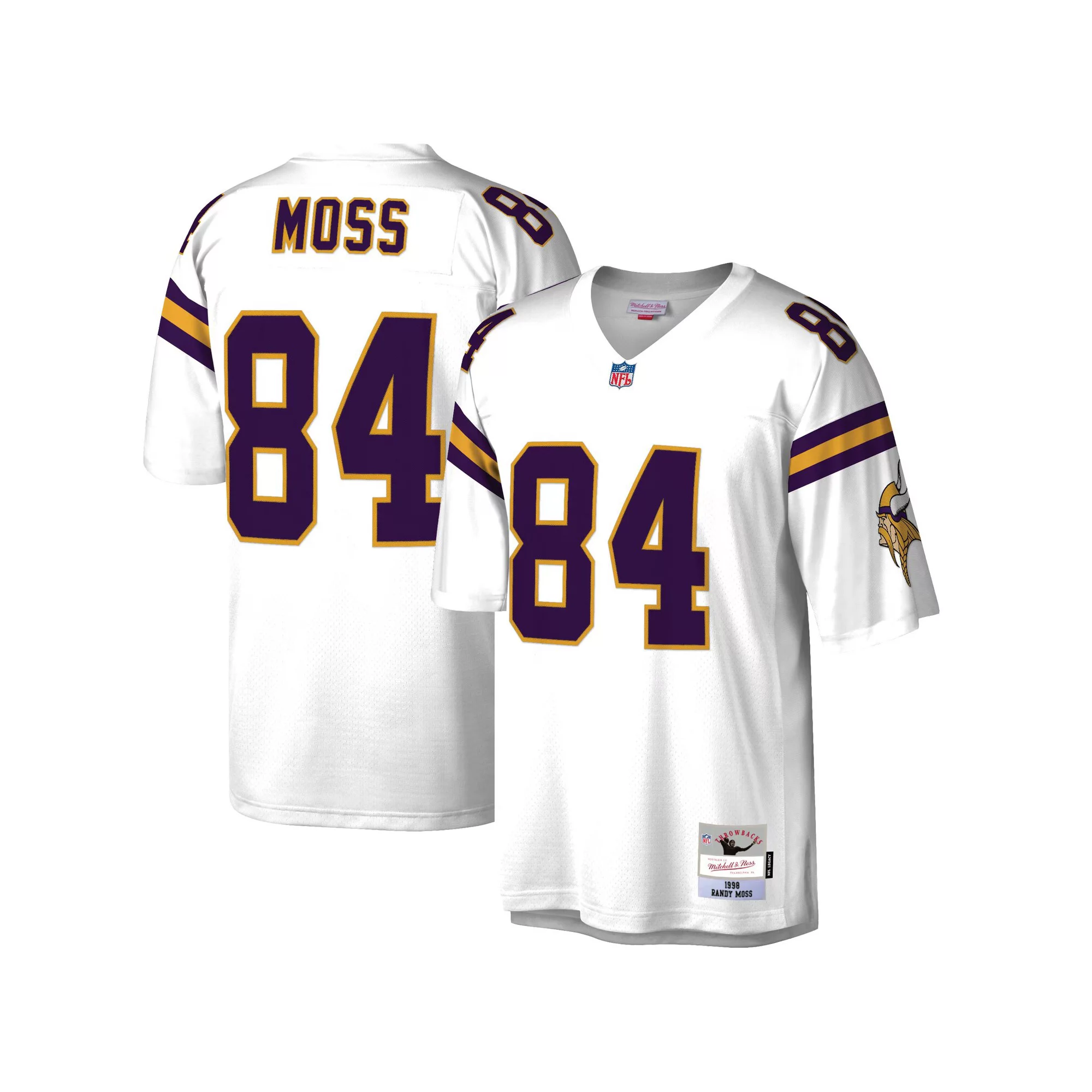 Men's Mitchell & Ness Randy Moss White Minnesota Vikings Big & Tall 1998 Legacy Retired Player Jersey