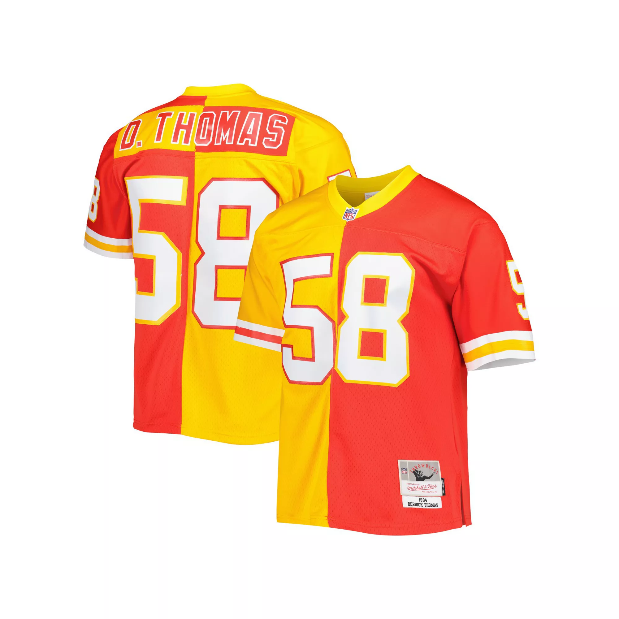 Men's Mitchell & Ness Derrick Thomas Red/Gold Kansas City Chiefs 1994 Split Legacy Replica Jersey