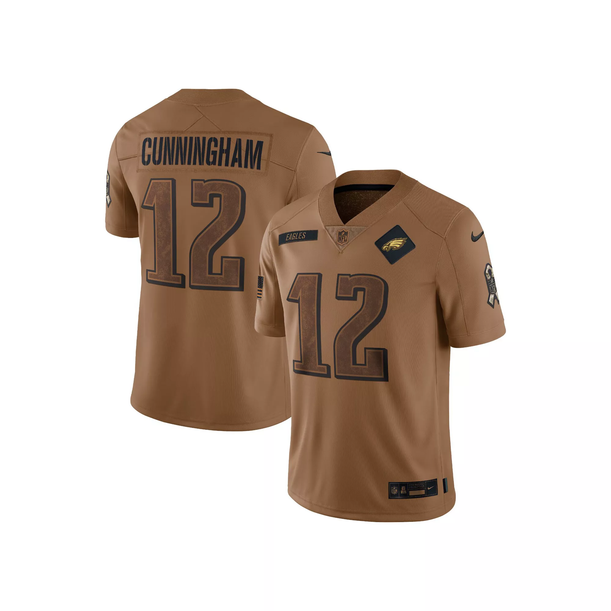 Men's Nike Randall Cunningham Brown Philadelphia Eagles 2023 Salute To Service Retired Player Limited Jersey
