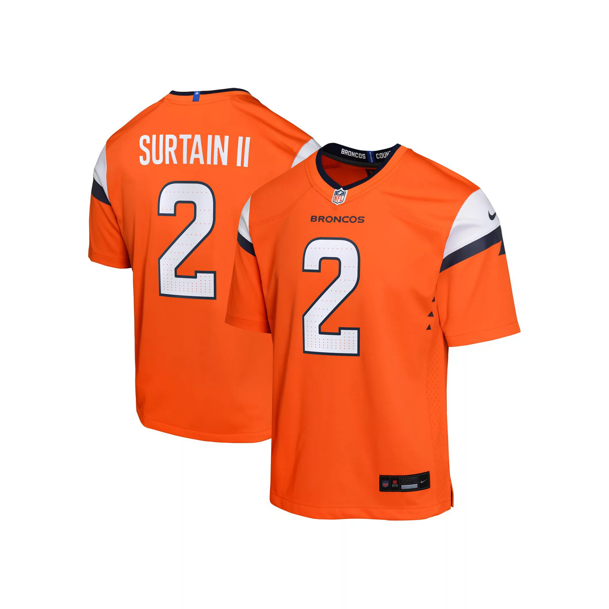 Youth Nike Patrick Surtain II Orange Denver Broncos Game Jersey