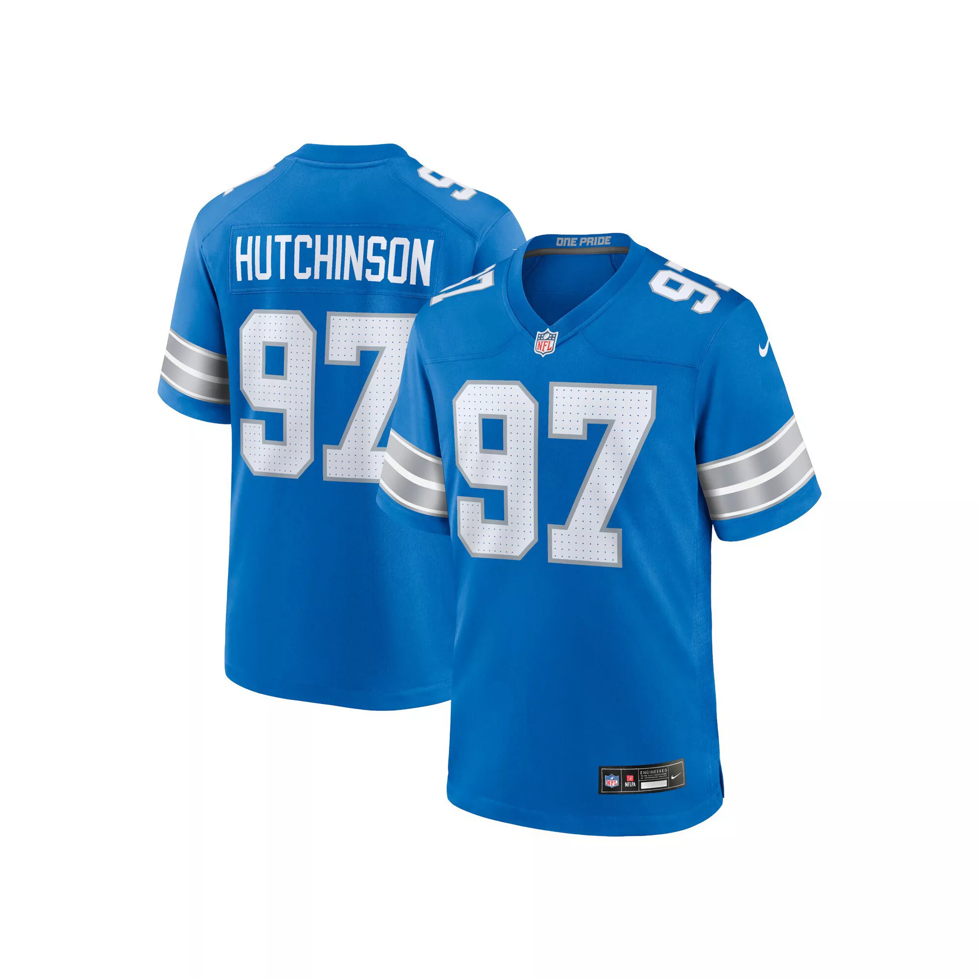 Men's Nike Aidan Hutchinson Blue Detroit Lions Game Jersey