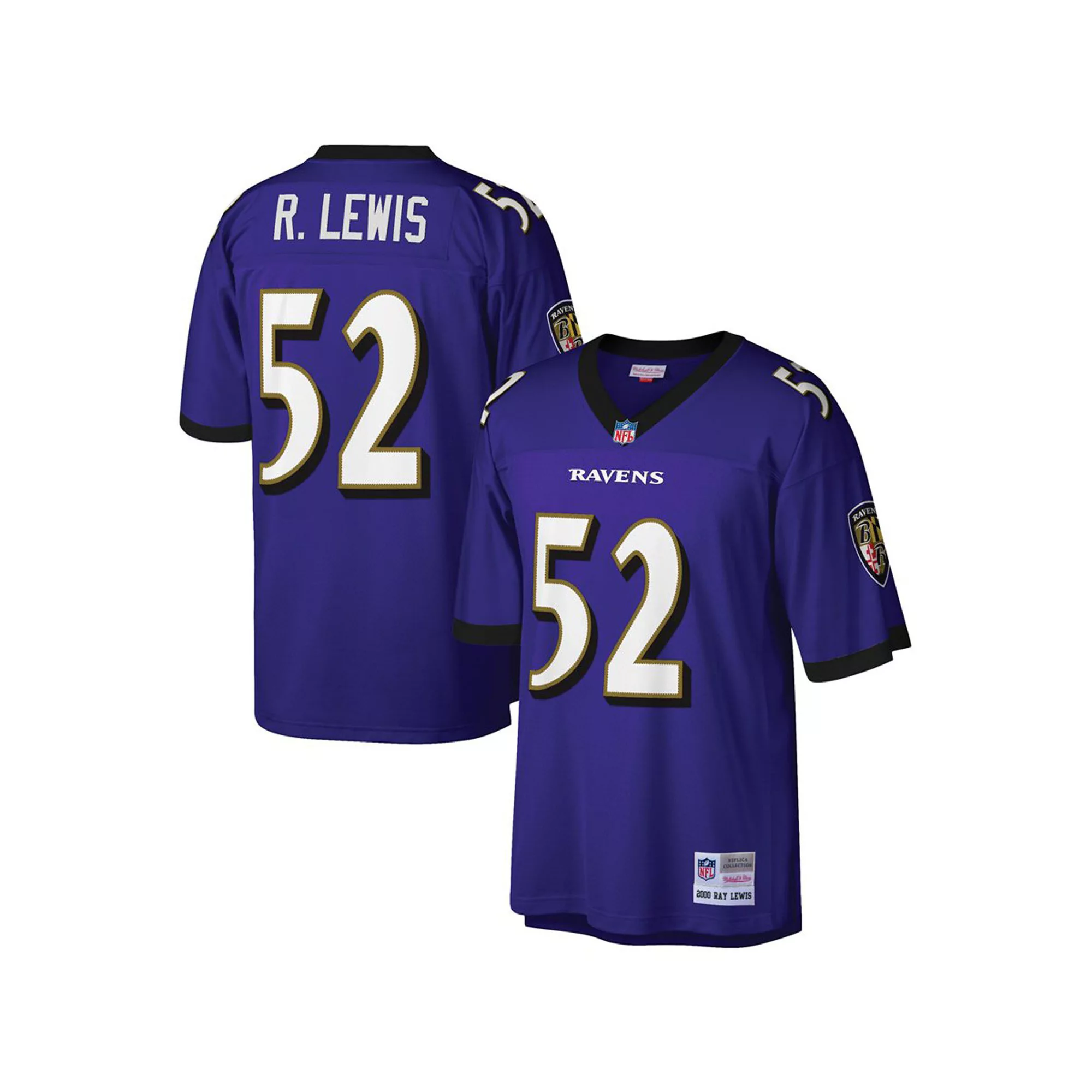 Men's Mitchell & Ness Ray Lewis Purple Baltimore Ravens Big & Tall 2000 Retired Player Replica Jersey