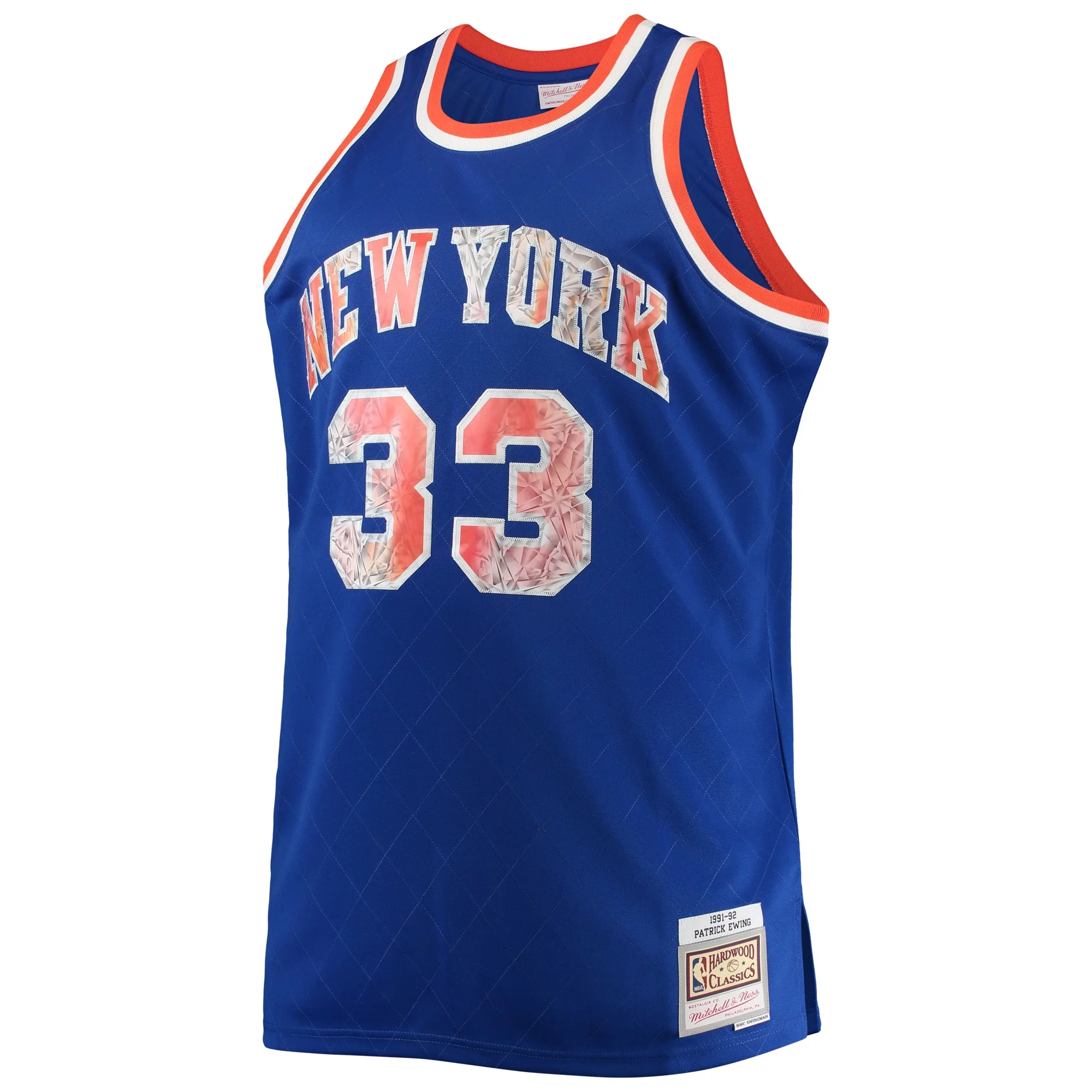 Men's Mitchell & Ness Patrick Ewing Blue New York Knicks Big & Tall 1991-92 NBA 75th Anniversary Diamond Swingman Jersey