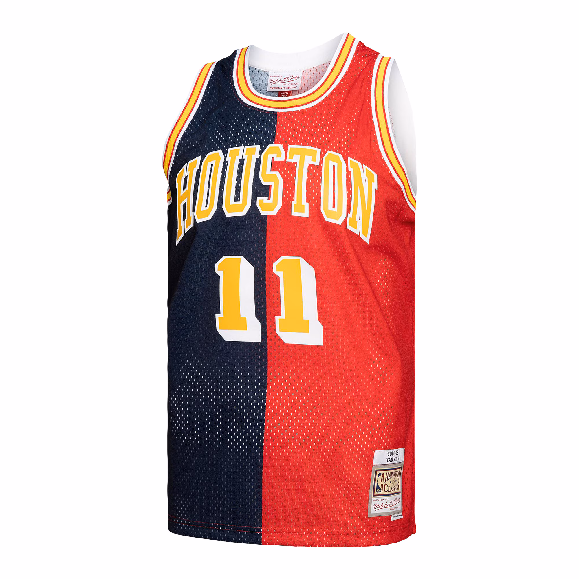 Yao Ming Houston Rockets Mitchell & Ness Hardwood Classics 2004/05 Split Swingman Jersey - Navy/Red