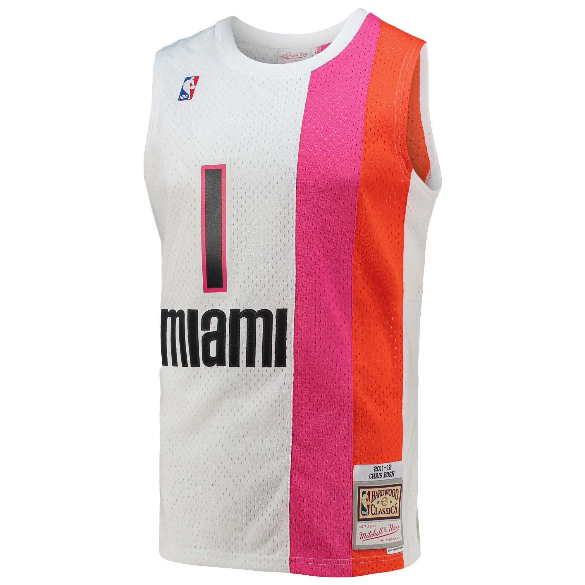 Men's Mitchell & Ness Chris Bosh White Miami Heat 2011-12 Hardwood Classics Swingman Jersey