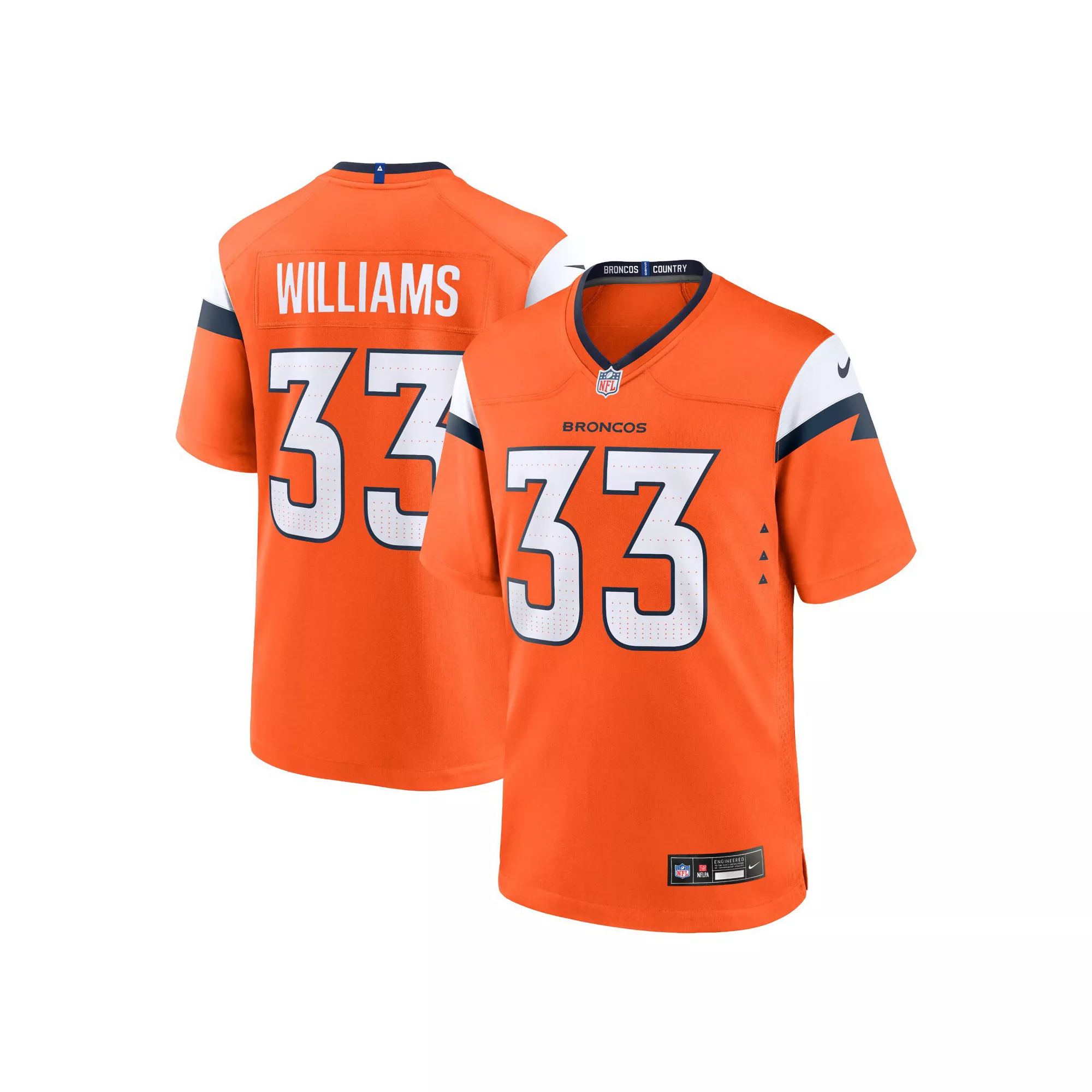 Men's Nike Javonte Williams Orange Denver Broncos Game Jersey
