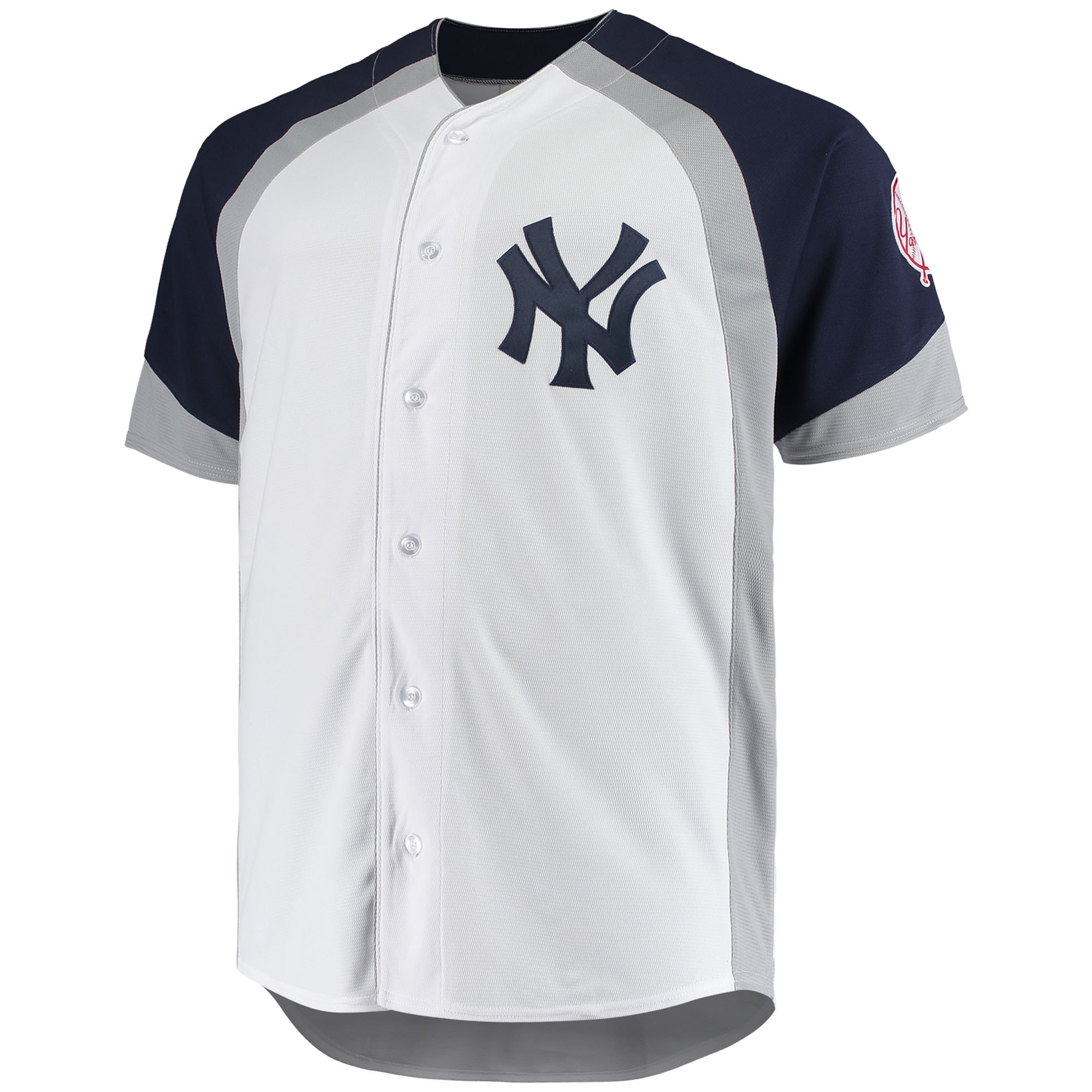 Men's Gray/Navy New York Yankees Big & Tall Colorblock Full-Snap Jersey