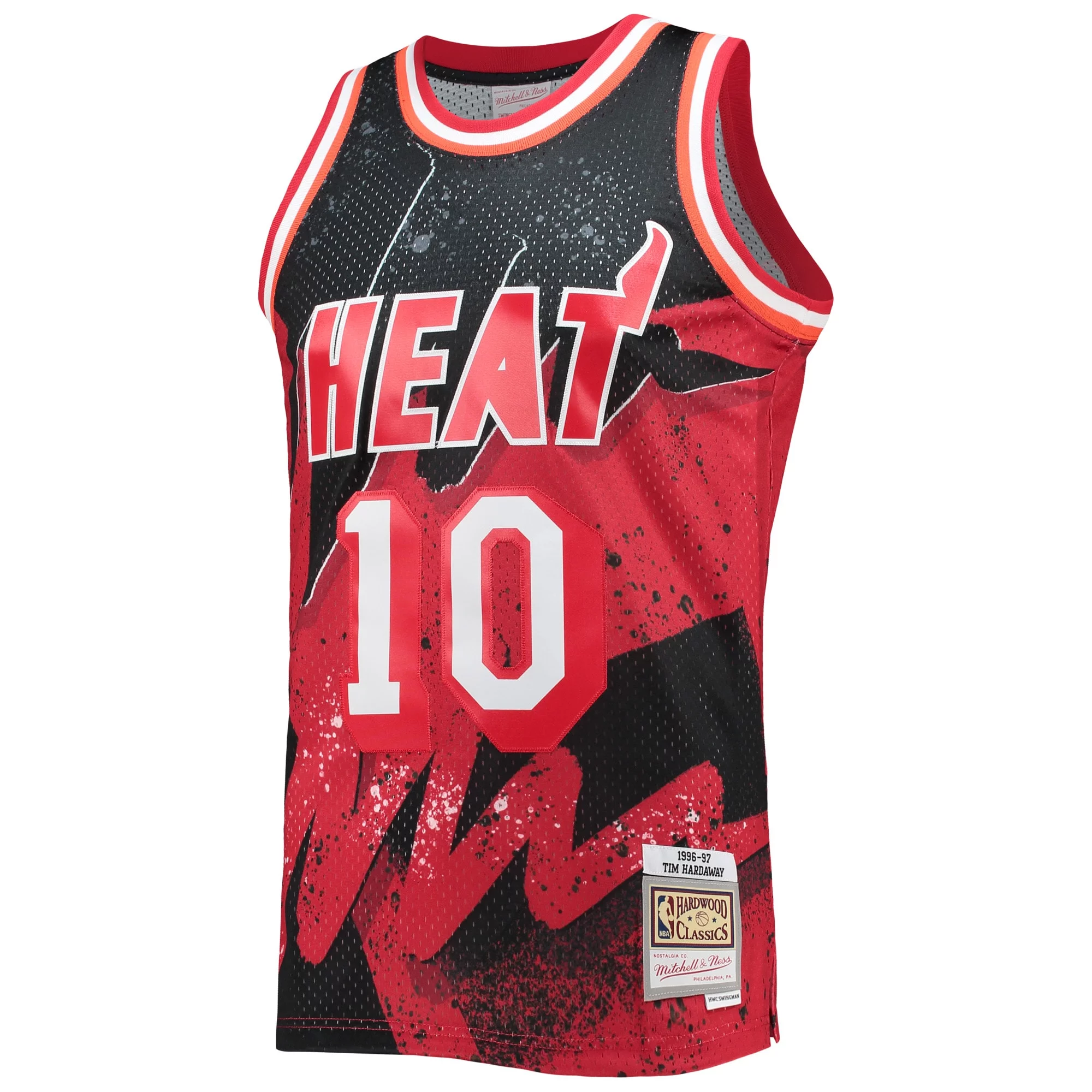 Men's Mitchell & Ness Tim Hardaway Scarlet Miami Heat Hardwood Classics 1996/97 Hyper Hoops Swingman Jersey