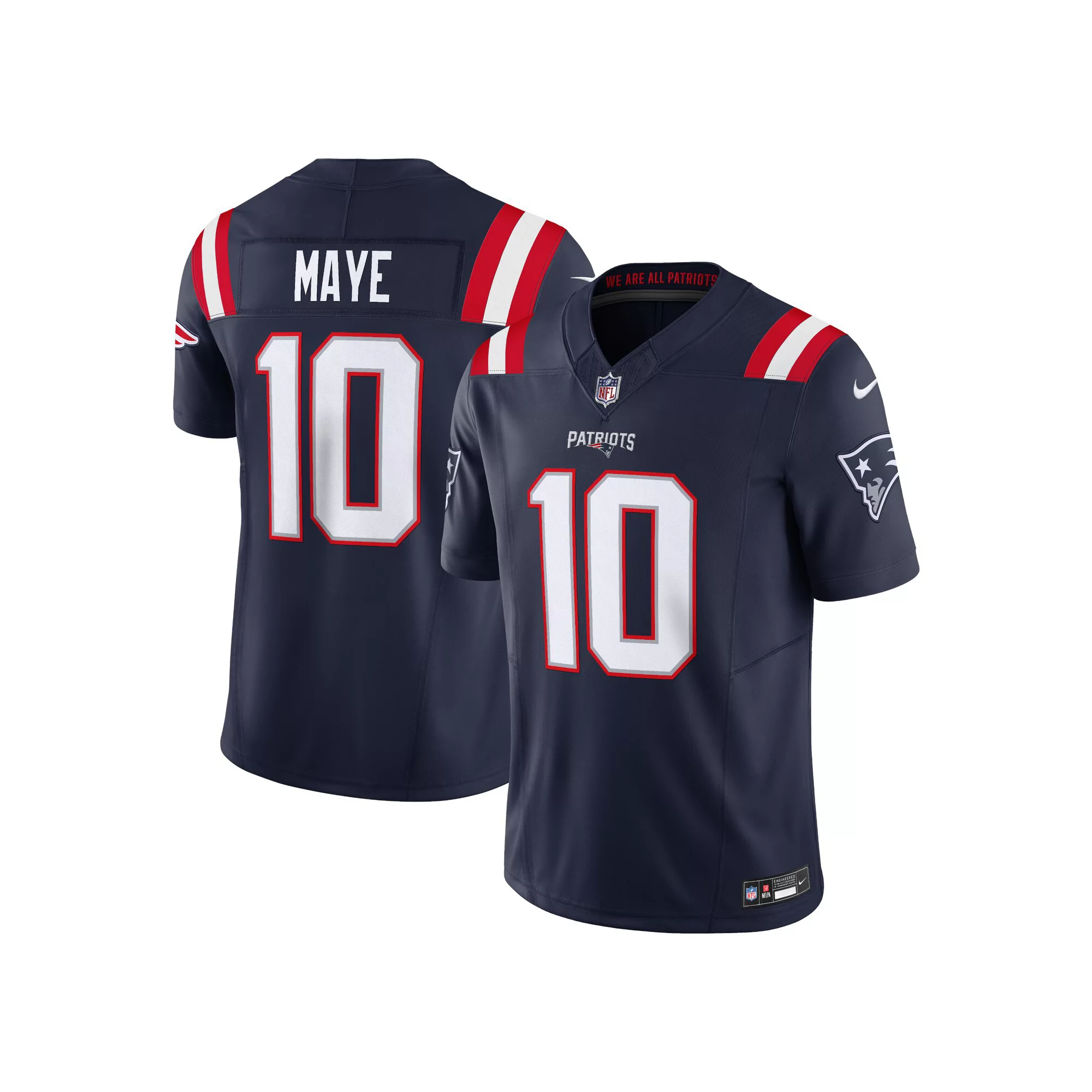 Men's Nike Drake Maye Navy New England Patriots Vapor F.U.S.E. Limited Jersey