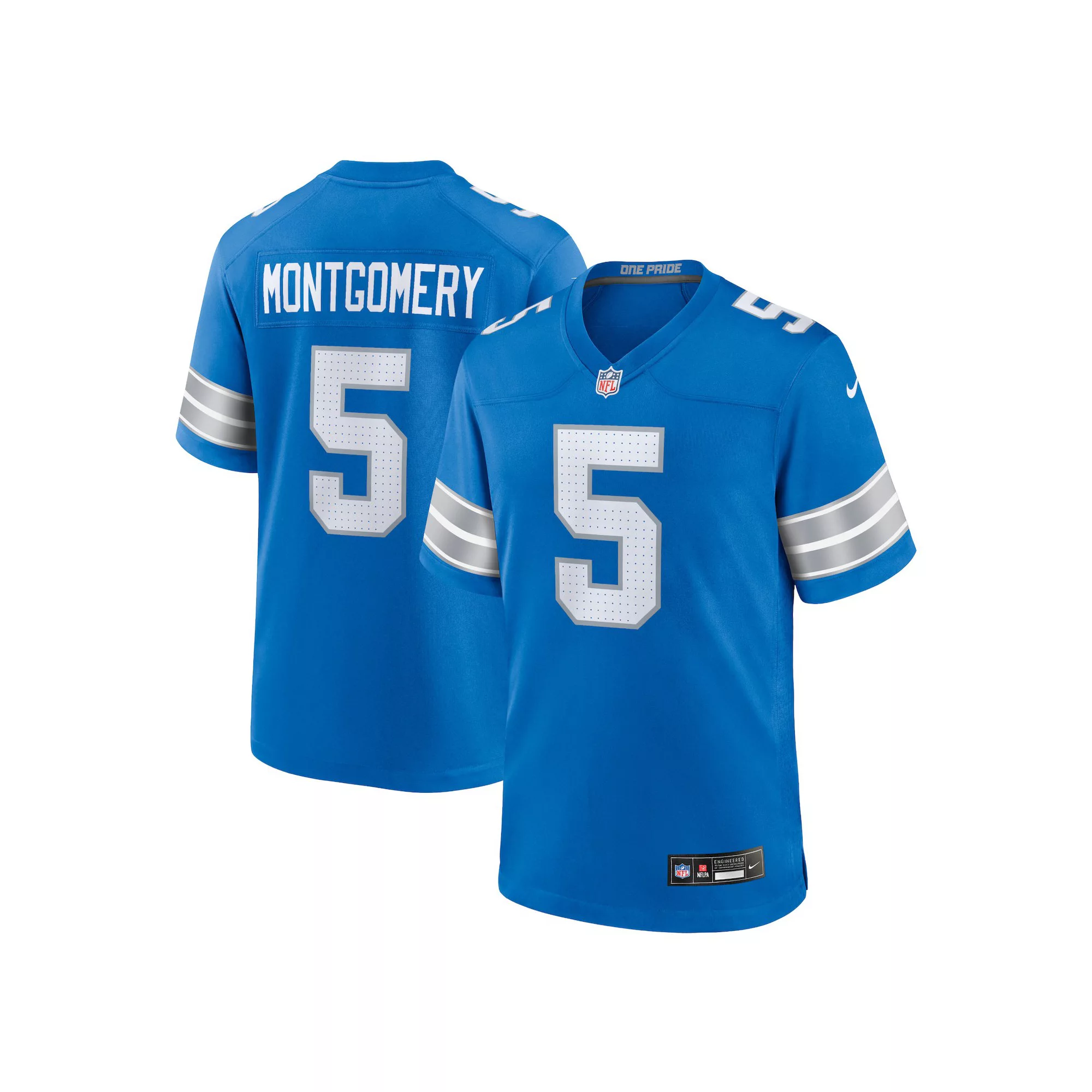 Men's Nike David Montgomery Blue Detroit Lions Game Jersey