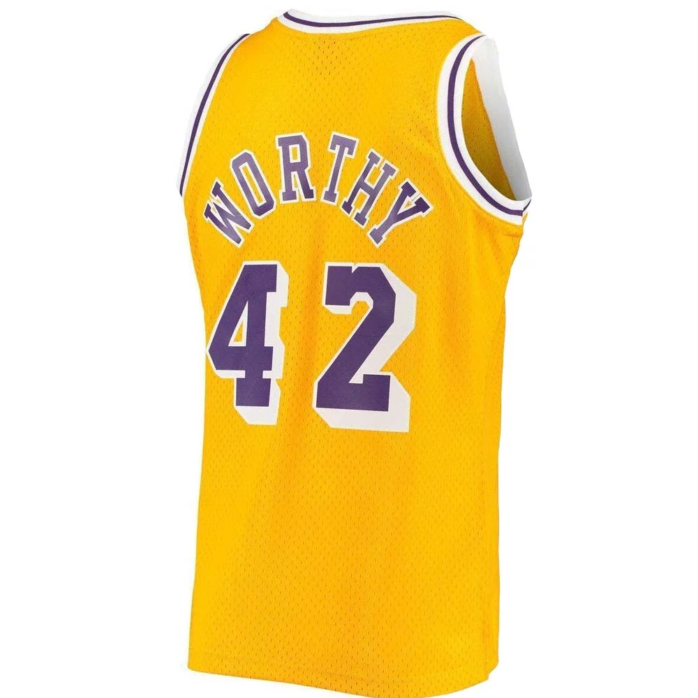 Men's Mitchell & Ness James Worthy Gold Los Angeles Lakers 1984/85 Hardwood Classics Swingman Jersey