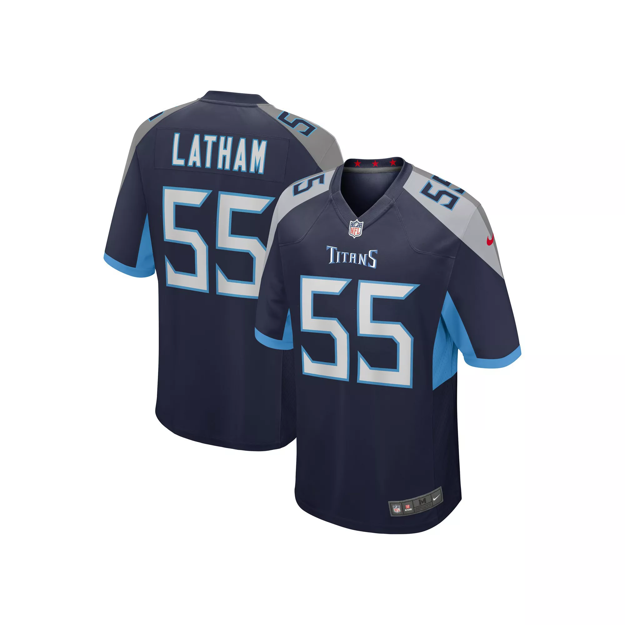 Men's Nike JC Latham Navy Tennessee Titans 2024 NFL Draft First Round Pick Player Game Jersey