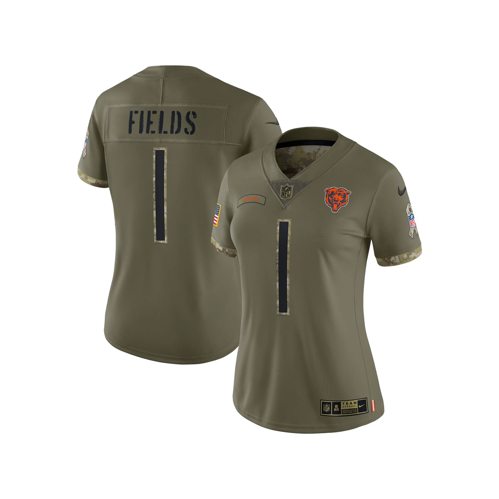 Women's Nike Justin Fields Olive Justin Fields 2022 Salute To Service Limited Jersey