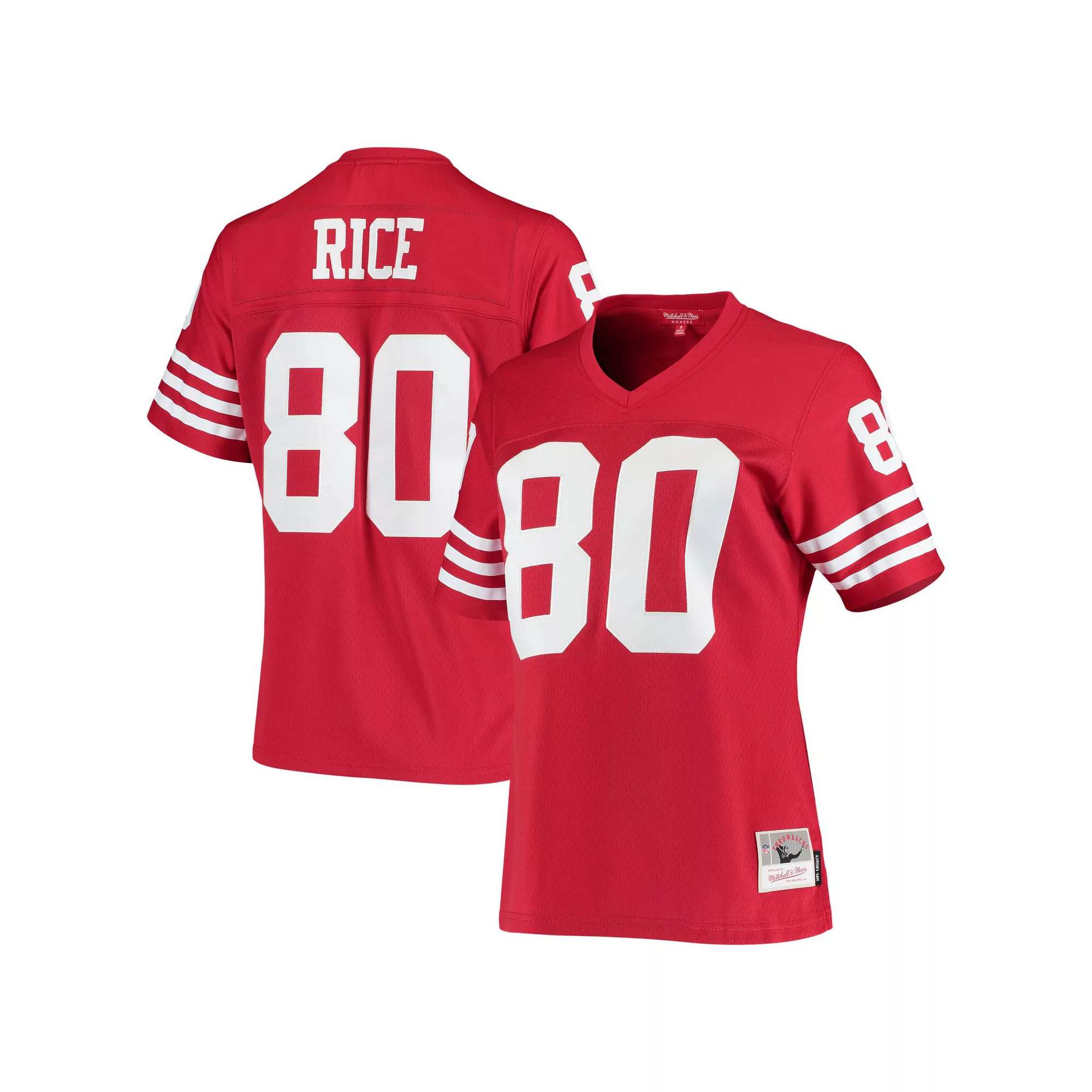 Women's Mitchell & Ness Jerry Rice Scarlet San Francisco 49ers 1990 Legacy Replica Jersey