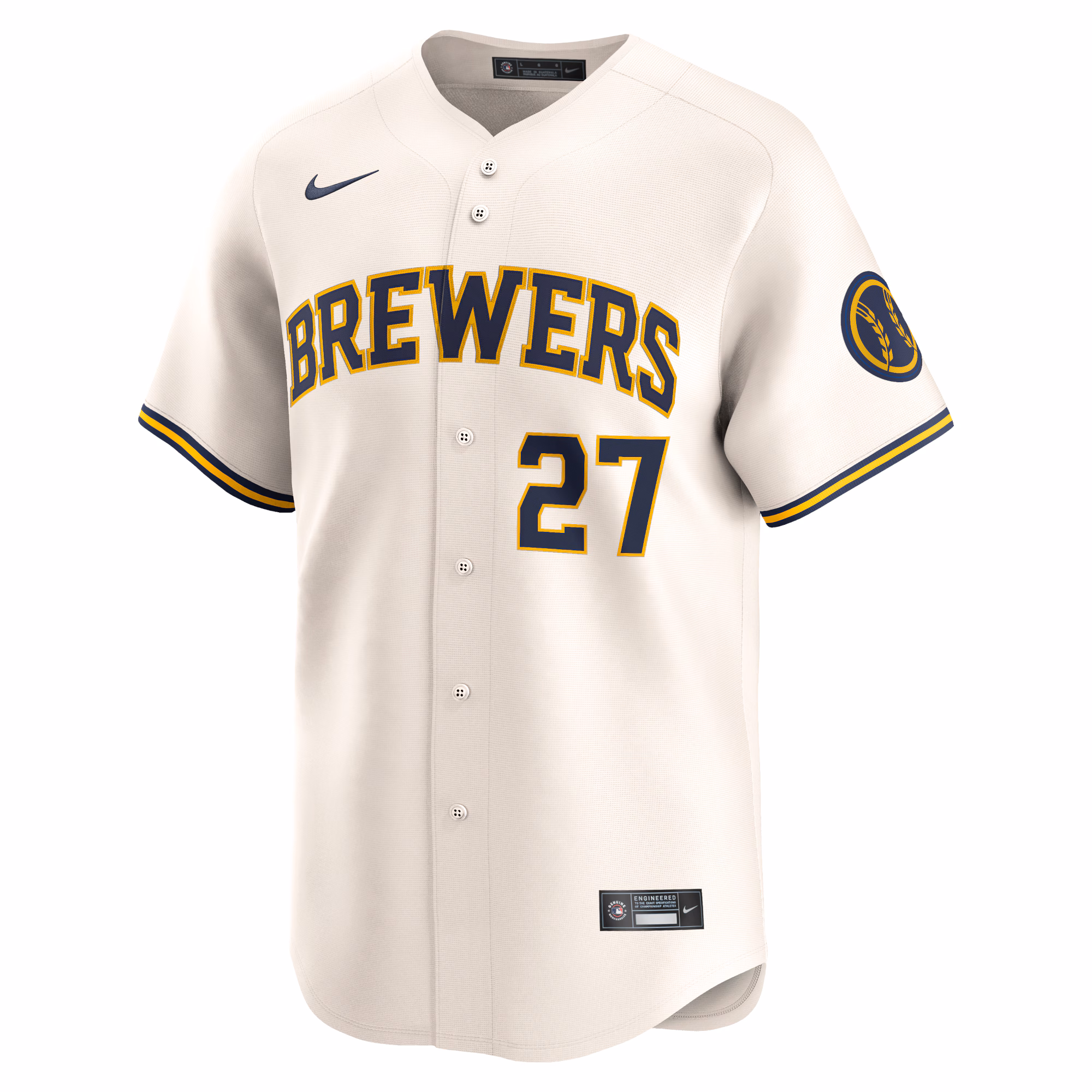 Willy Adames Milwaukee Brewers Nike Home Limited Player Jersey - Cream