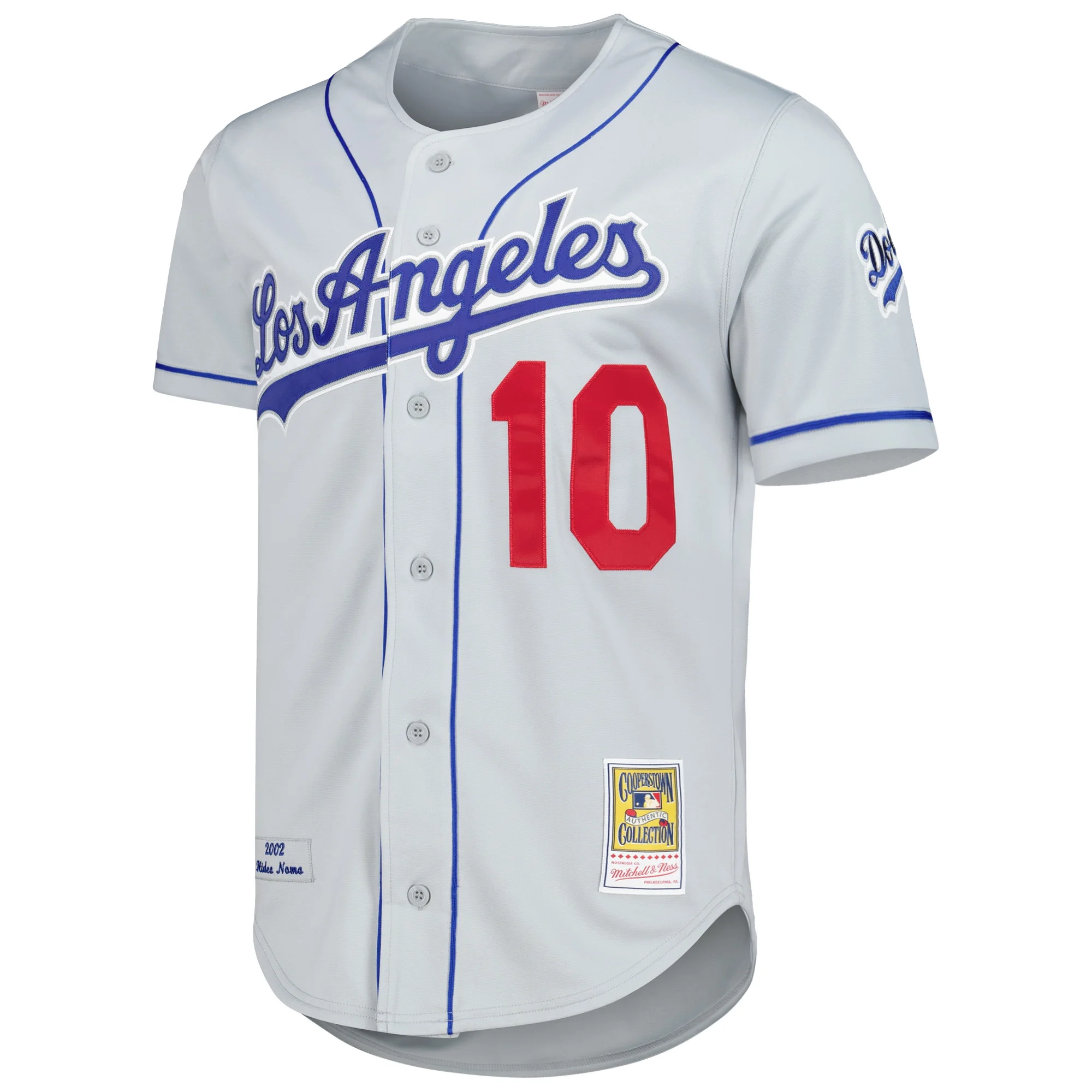 Men's Mitchell & Ness Hideo Nomo Gray Los Angeles Dodgers Cooperstown Collection Authentic Jersey