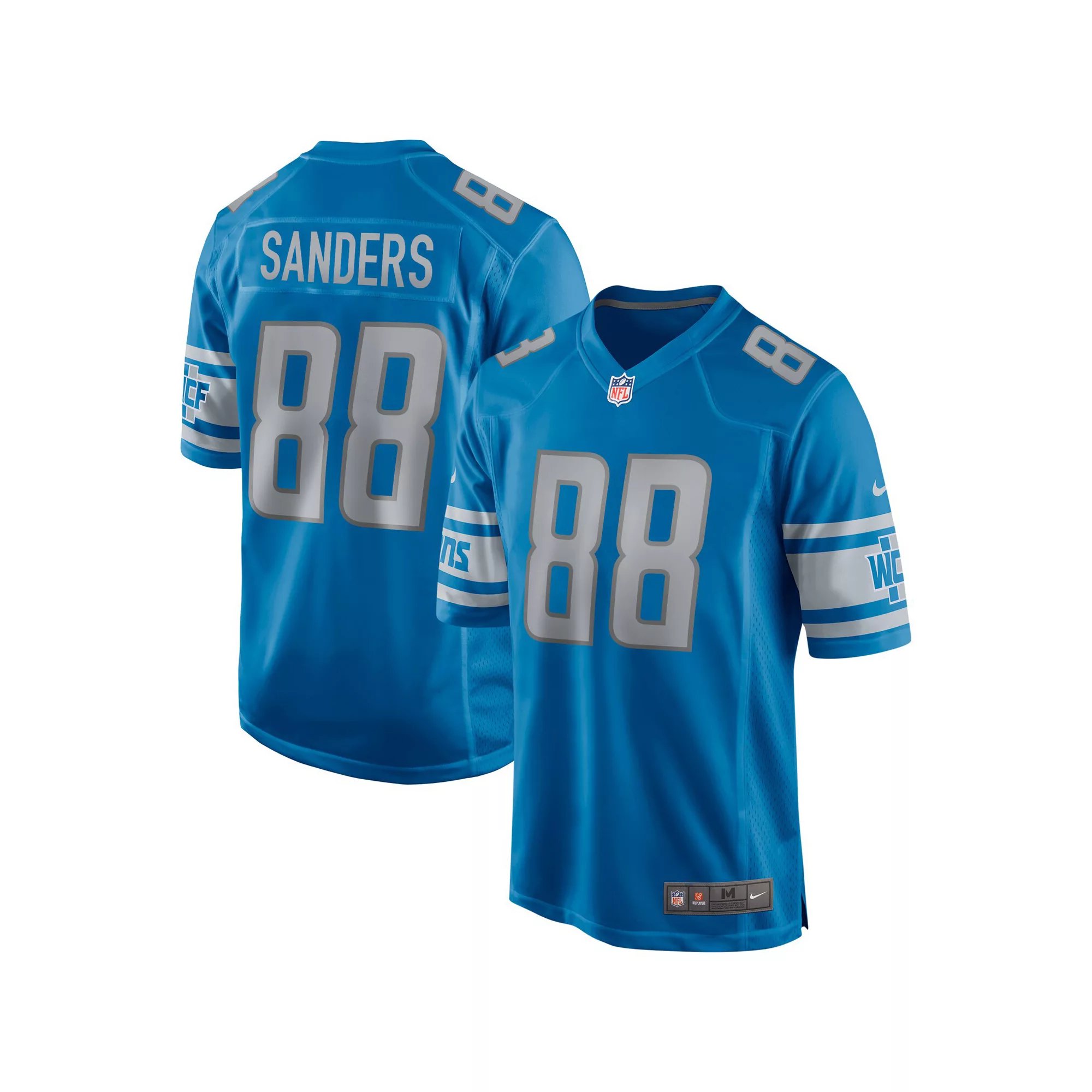 Men's Nike Charlie Sanders Blue Detroit Lions Game Retired Player Jersey