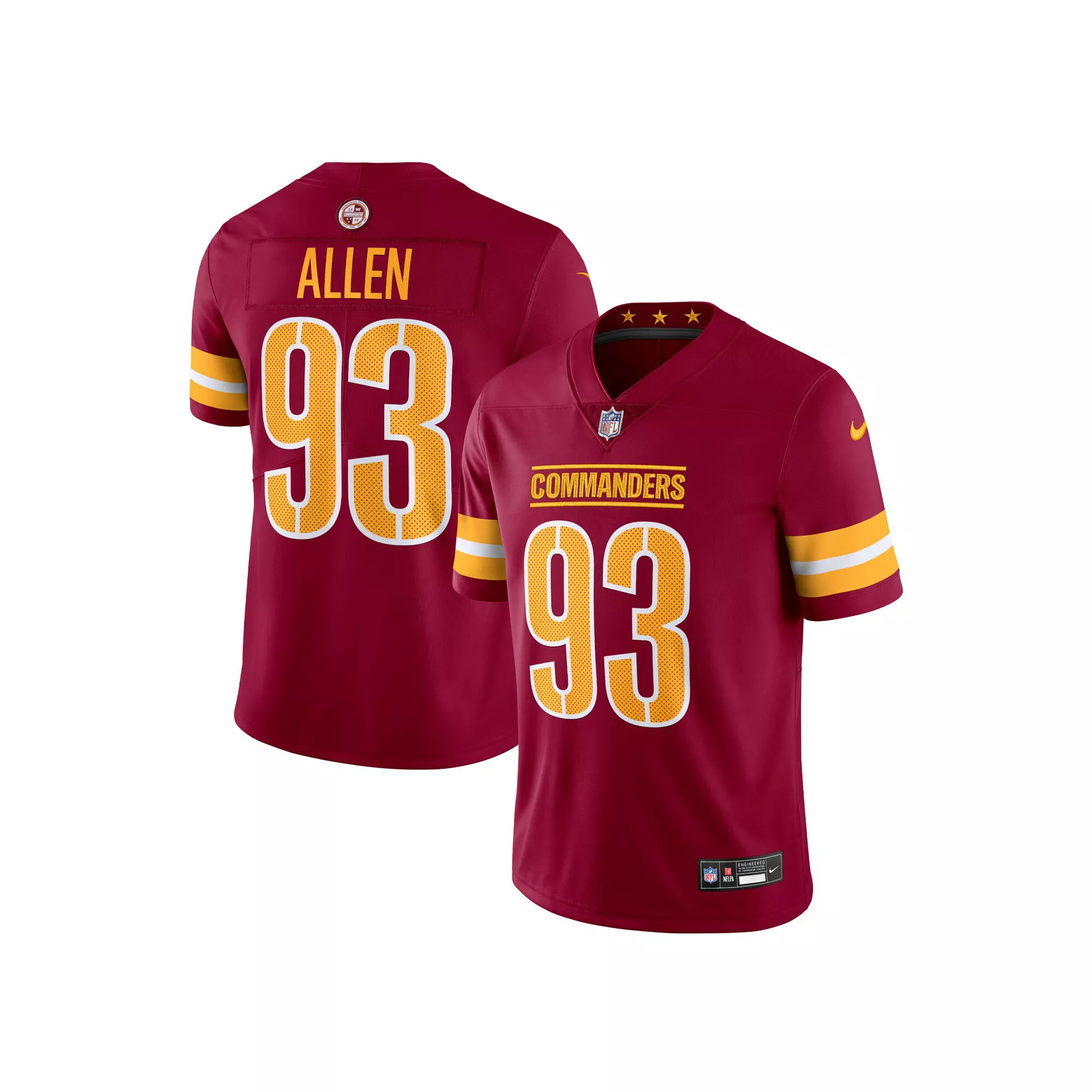 Men's Nike Jonathan Allen Burgundy Washington Commanders  Vapor Untouchable Limited Jersey
