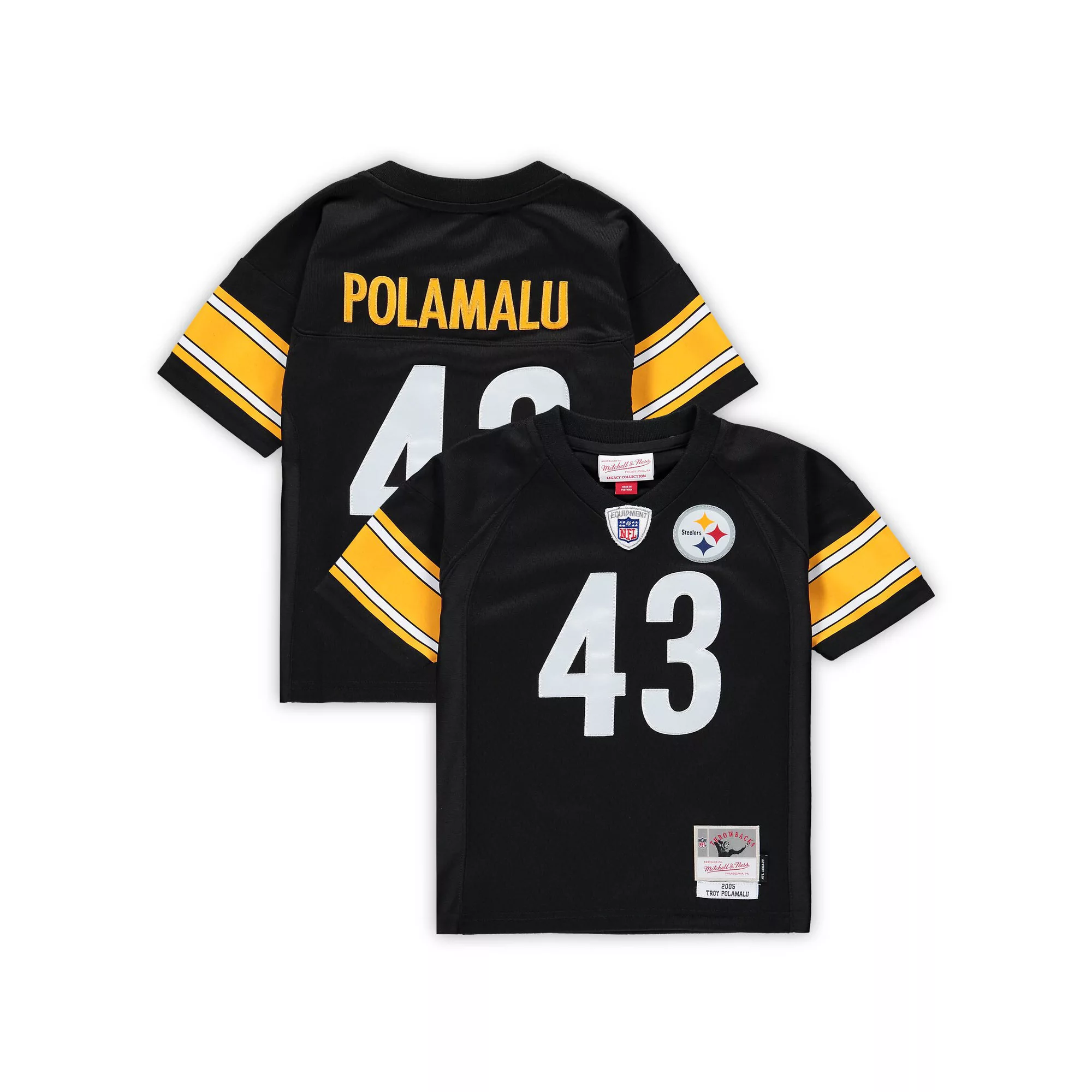 Infant Mitchell & Ness Troy Polamalu Black Pittsburgh Steelers 2005 Retired Legacy Jersey