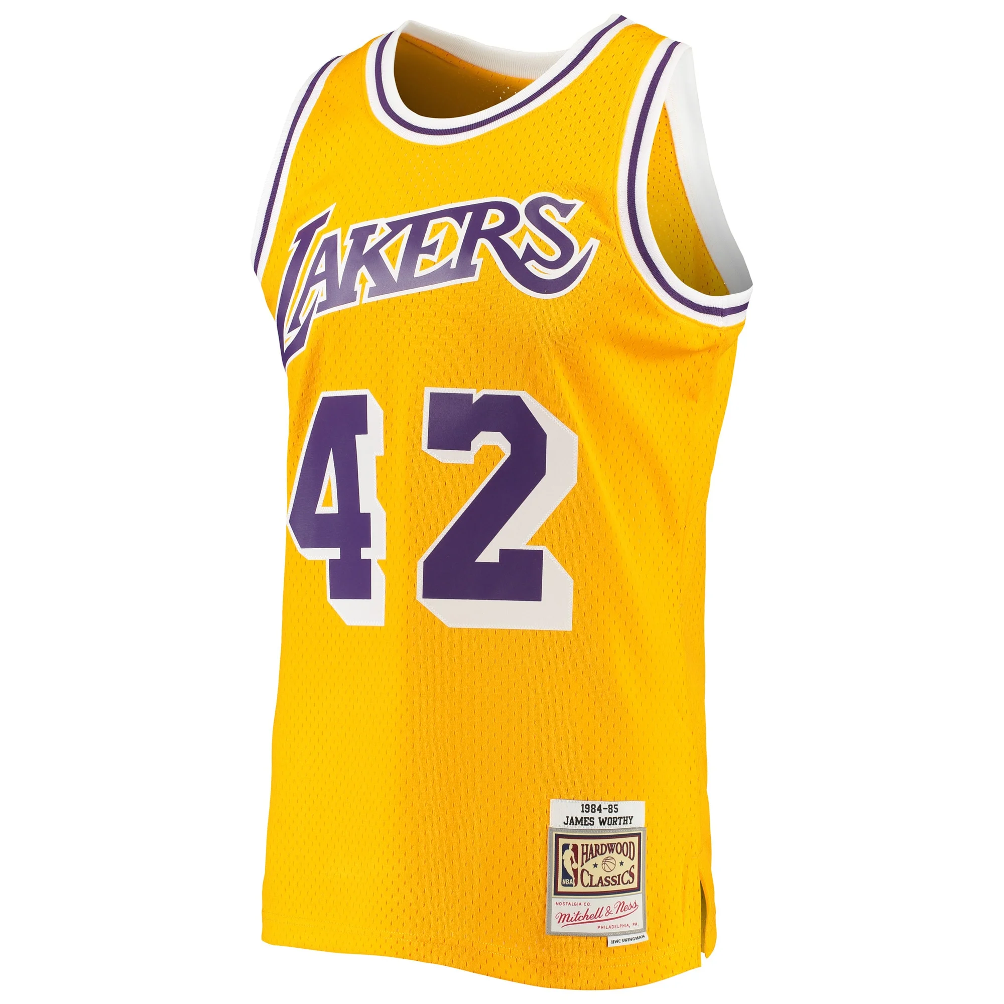 Men's Mitchell & Ness James Worthy Gold Los Angeles Lakers Hardwood Classics Swingman Jersey