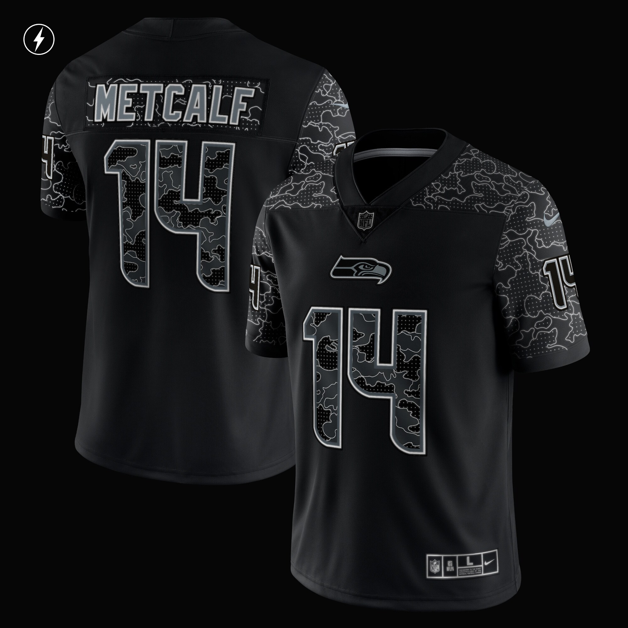 DK Metcalf Seattle Seahawks Nike RFLCTV Limited Jersey - Black