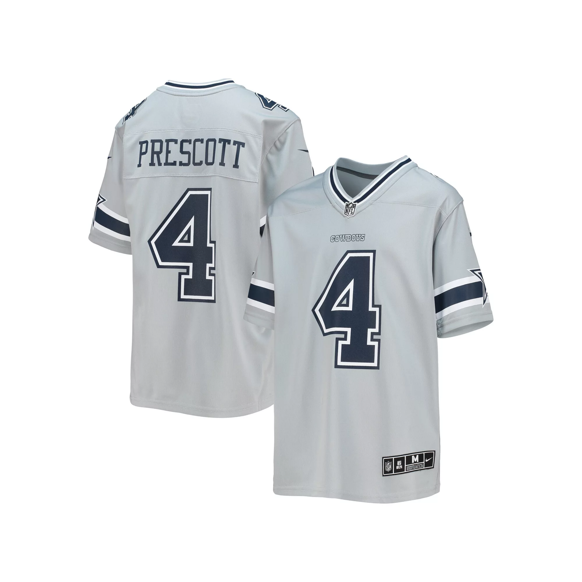 Youth Nike Dak Prescott Silver Dallas Cowboys Inverted Team Game Jersey