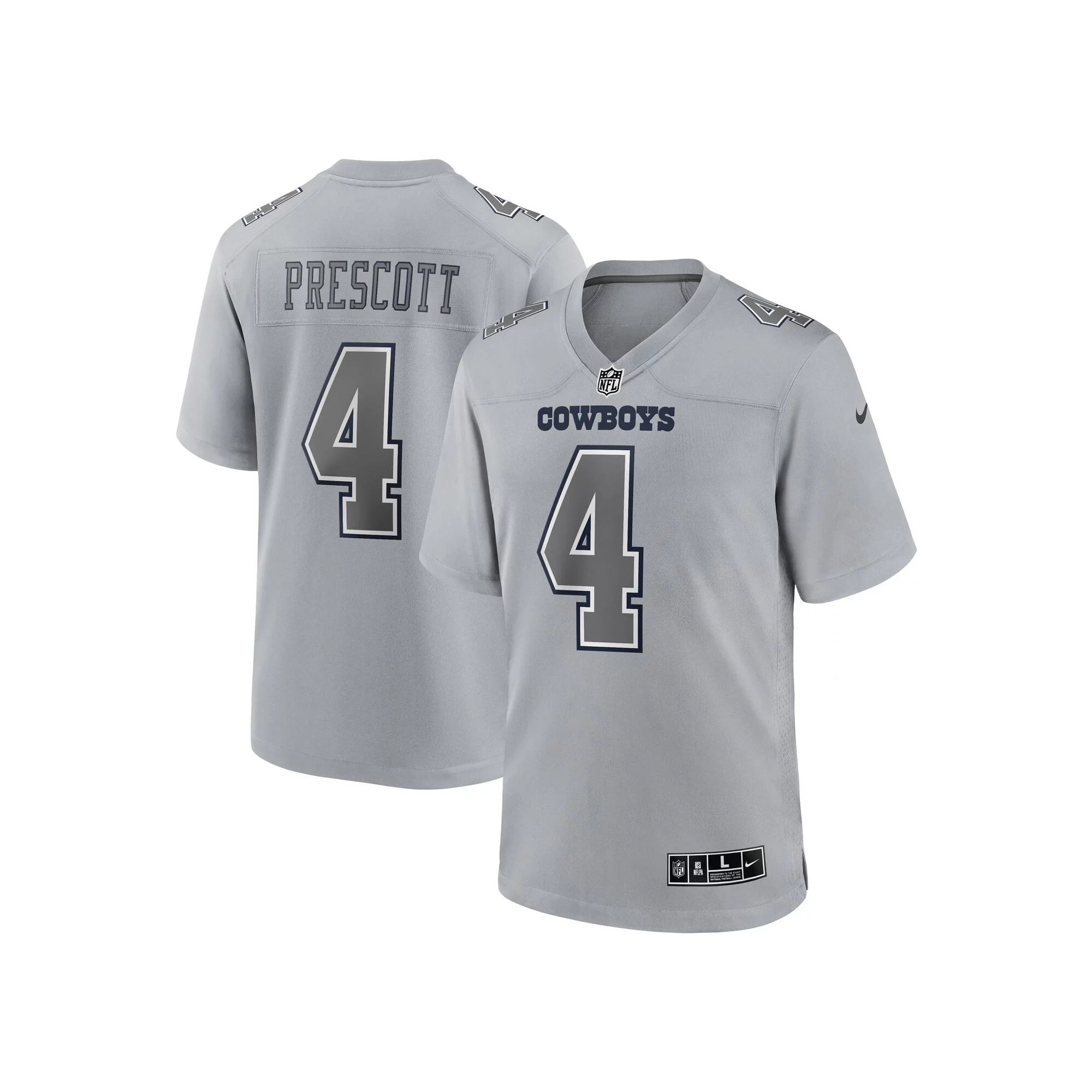Men's Nike Dak Prescott Gray Dallas Cowboys Atmosphere Fashion Game Jersey