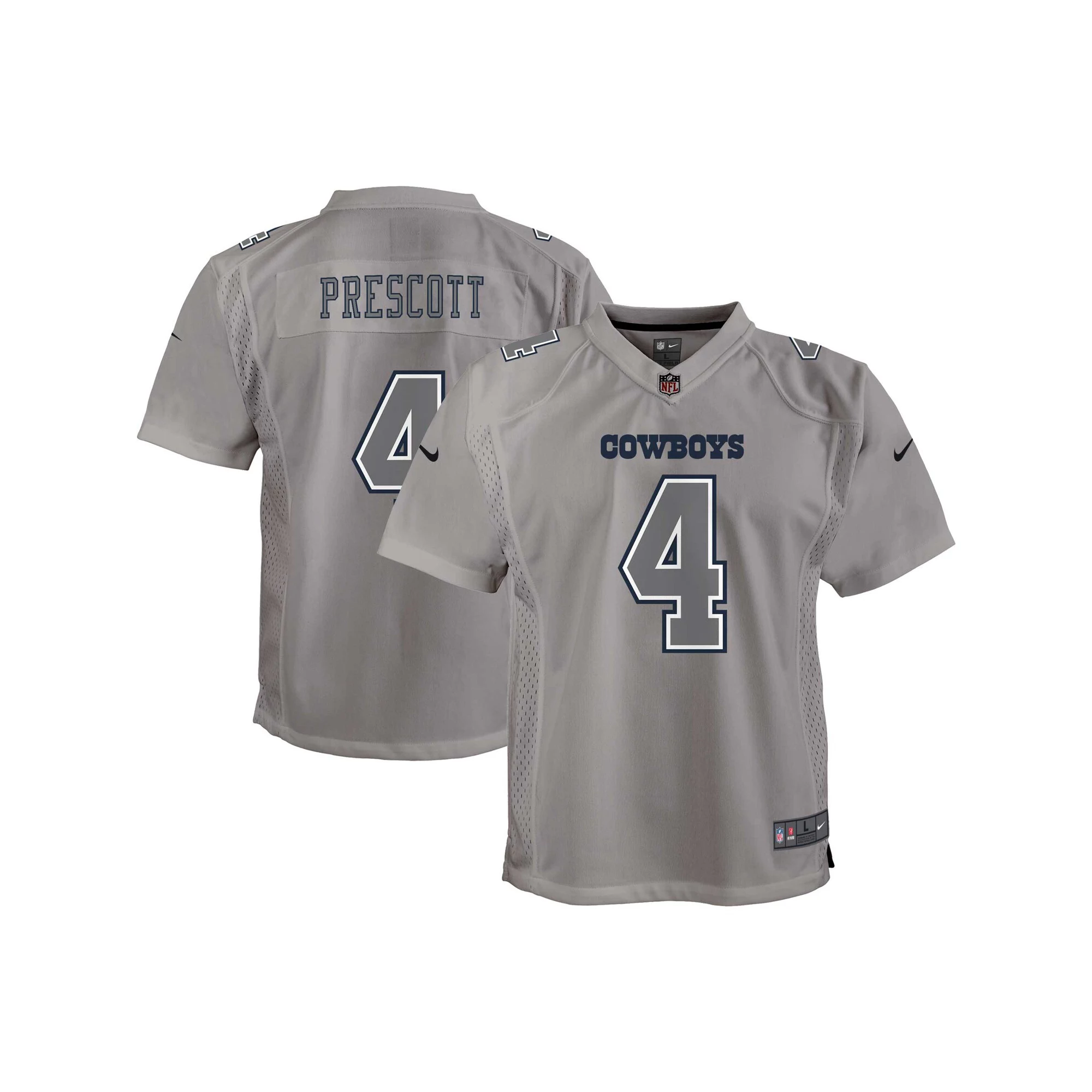Youth Nike Dak Prescott Gray Dallas Cowboys Atmosphere Game Jersey