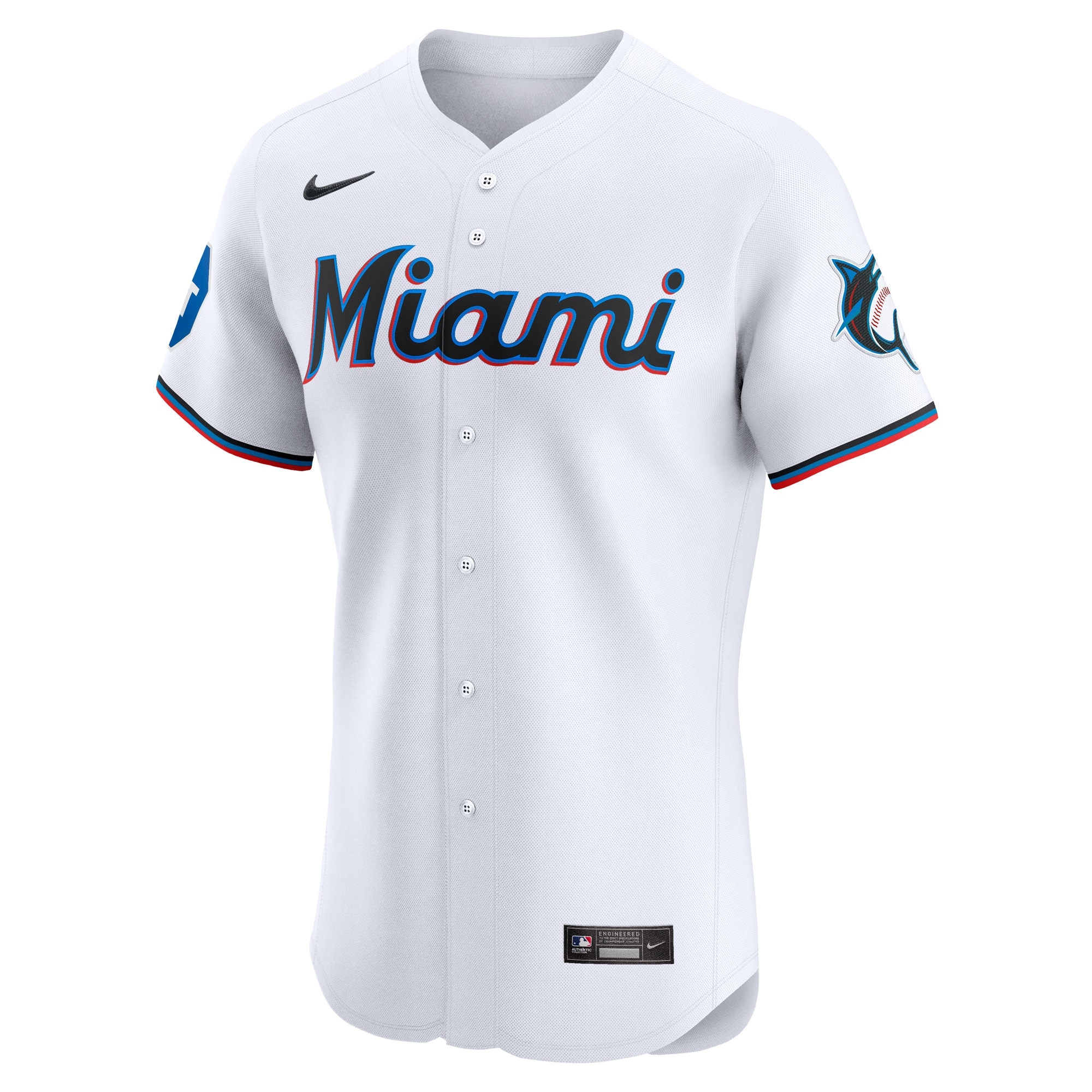 Miami Marlins Nike Home Elite Custom Patch Jersey - White