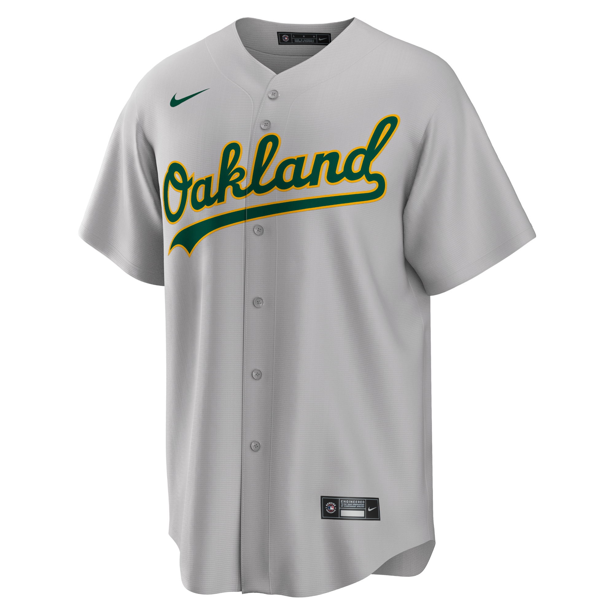 Men's Nike Gray Oakland Athletics Road Replica Team Jersey