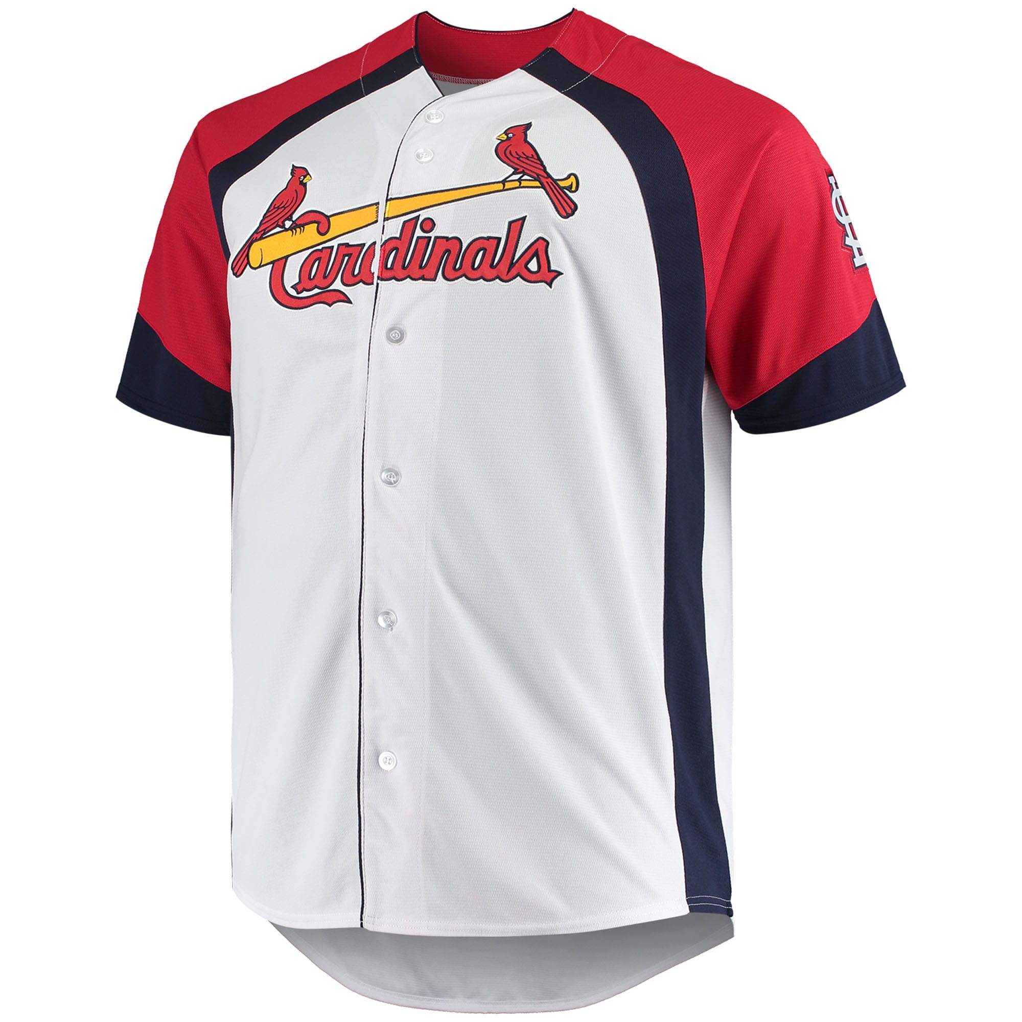 Men's Gray/Red St. Louis Cardinals Boston Red Sox Big & Tall Colorblock Full-Snap Jersey
