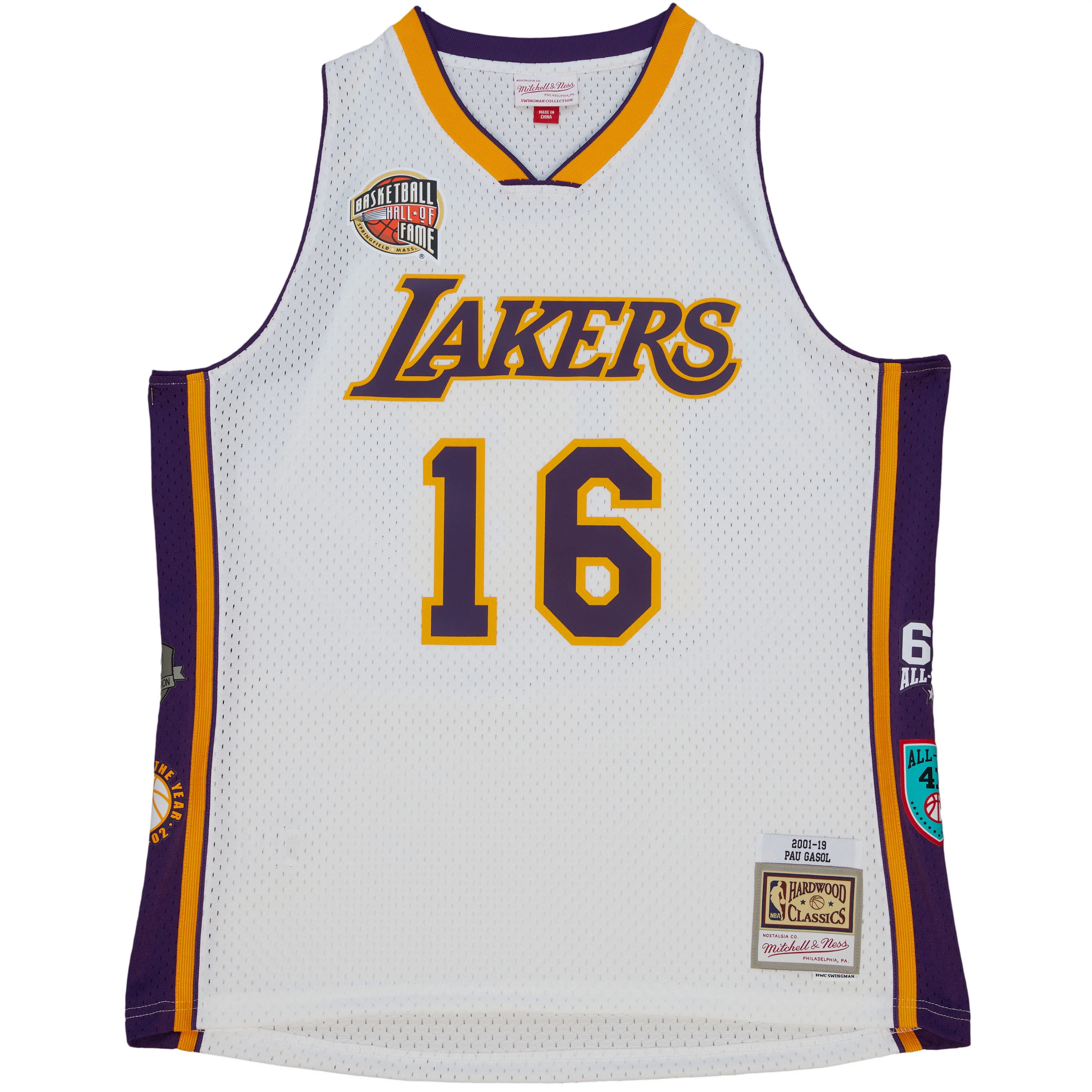 Unisex Mitchell & Ness Pau Gasol White Los Angeles Lakers Hall of Fame Class of 2023 Throwback Swingman Jersey