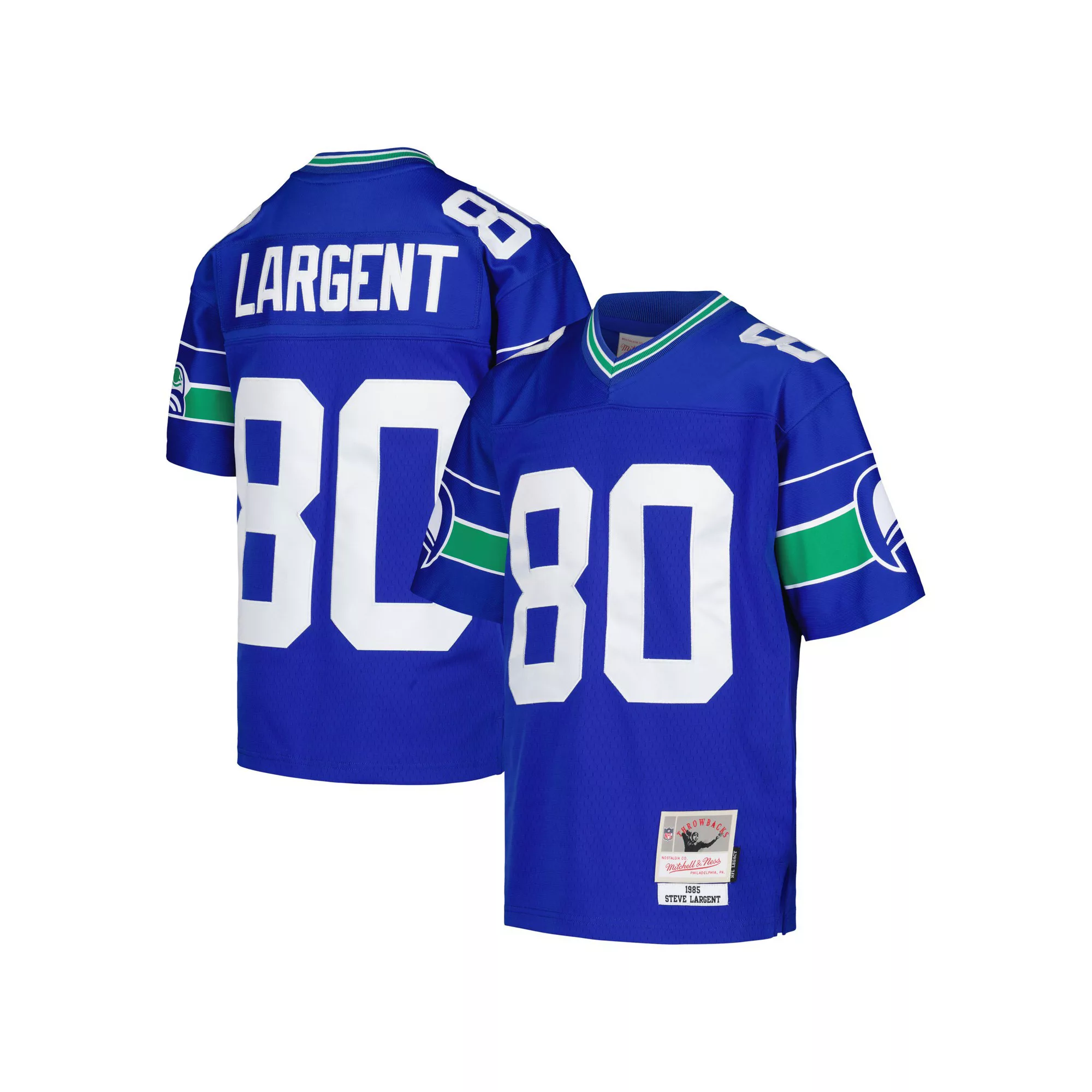 Youth Mitchell & Ness Steve Largent Royal Seattle Seahawks 1985 Retired Player Legacy Jersey