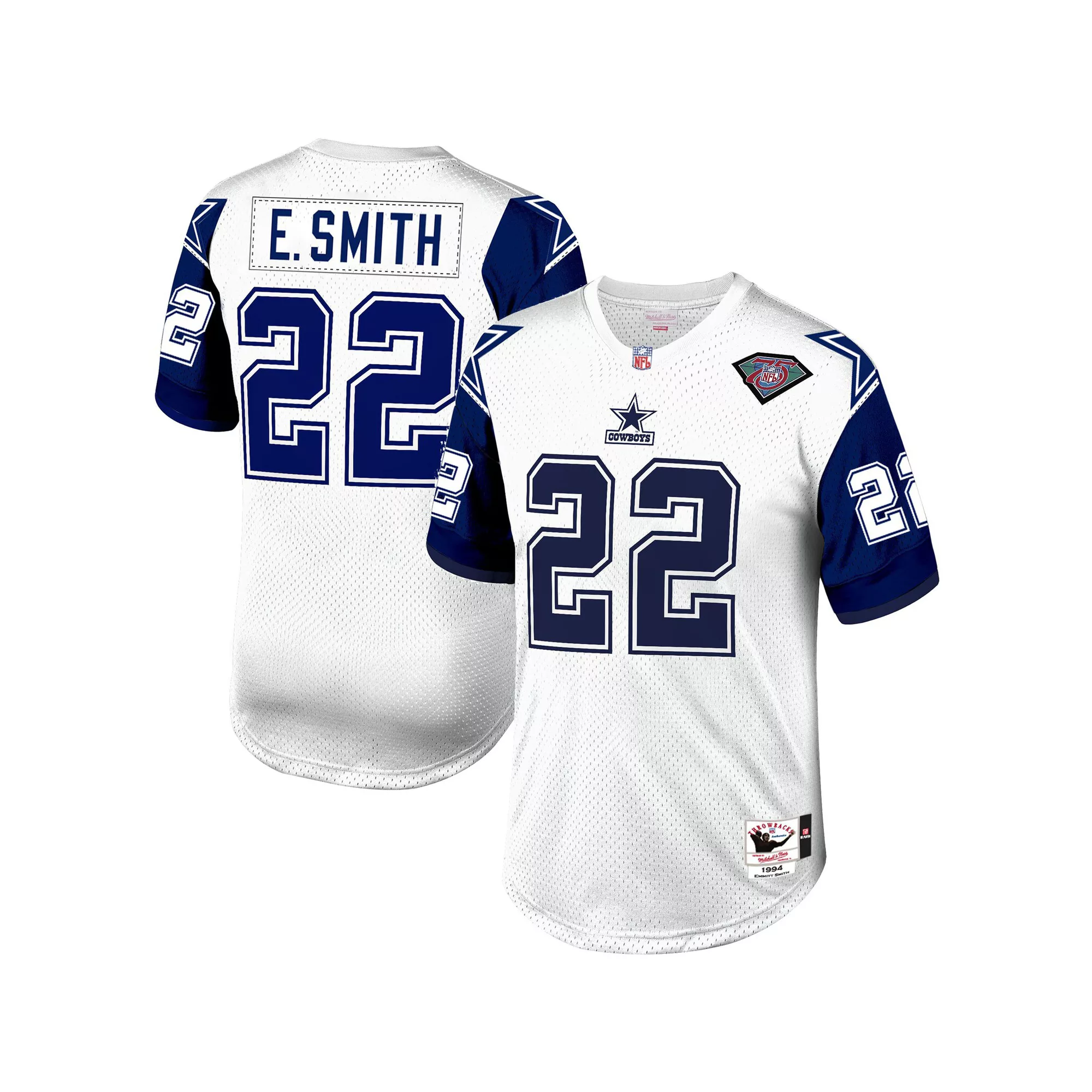 Men's Mitchell & Ness Emmitt Smith White/Navy Dallas Cowboys 1994 Authentic Retired Player Jersey