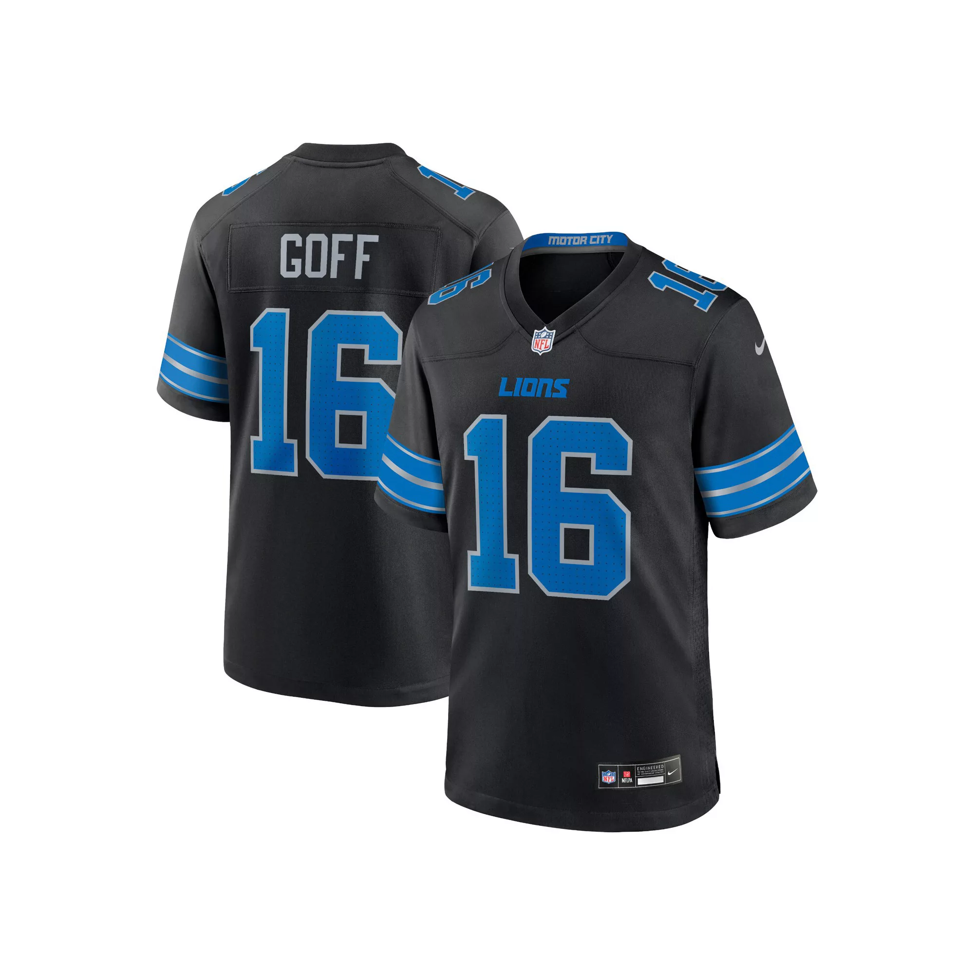 Men's Nike Jared Goff Black Detroit Lions 2nd Alternate Game Jersey