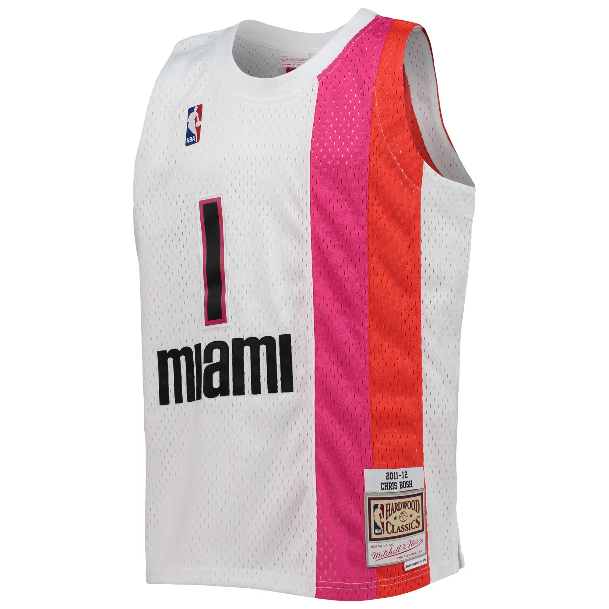 Youth Mitchell & Ness Chris Bosh White Miami Heat 2011-12 Hardwood Classics Swingman Jersey